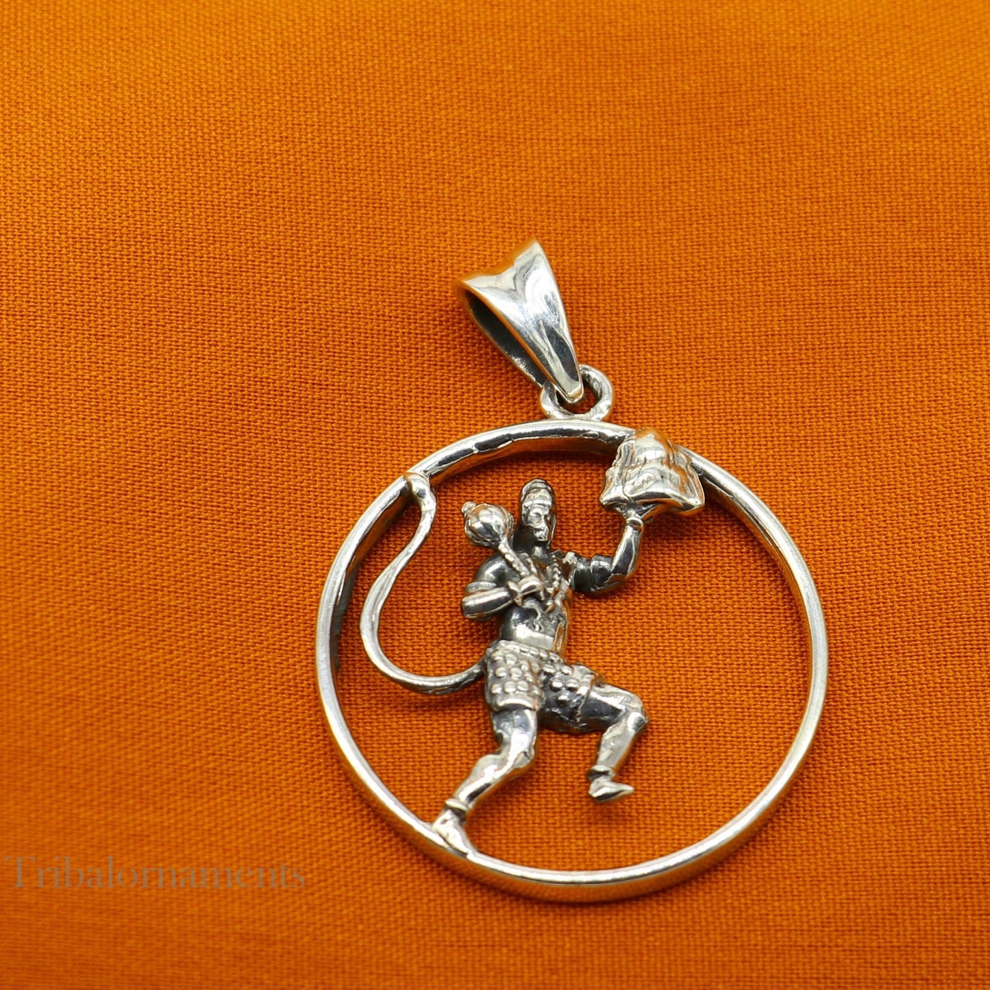 Solid 925 sterling silver Hindu Lord Hanuman flying pendant, Bajarangbali fabulous vintage antique pendant unisex gifting jewelry ssp924 - TRIBAL ORNAMENTS