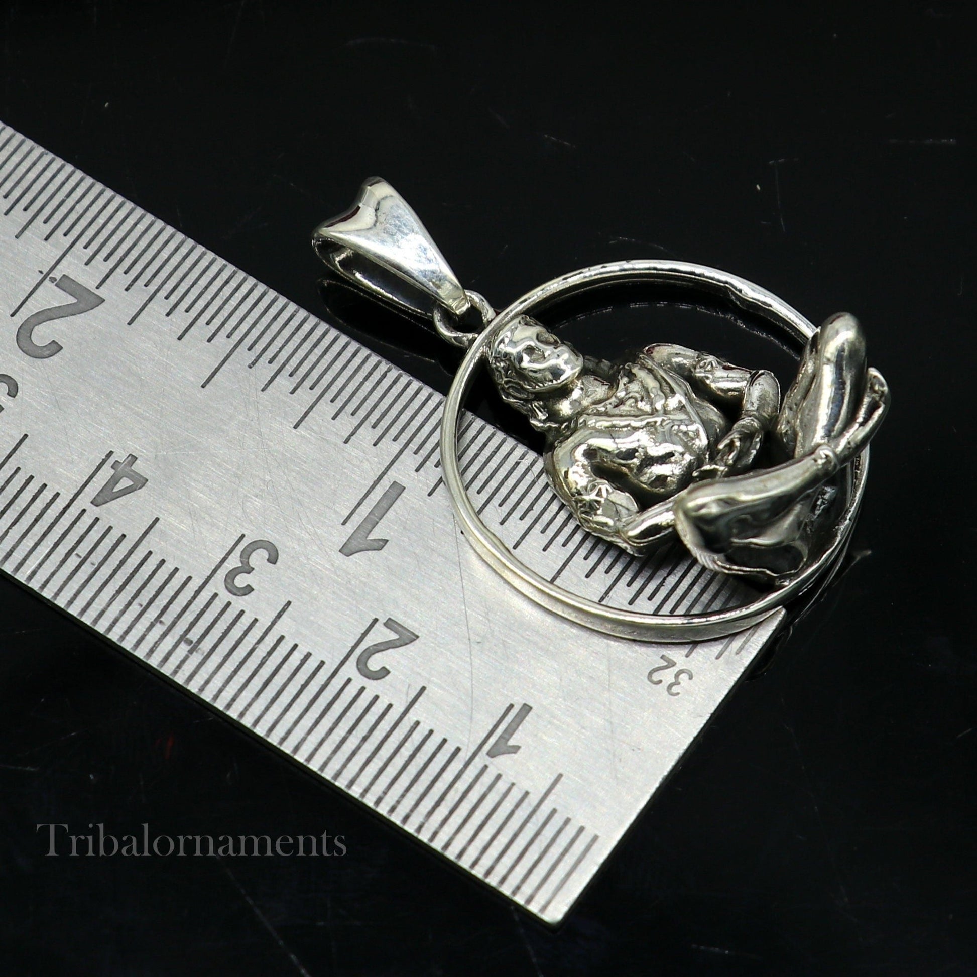 Solid 925 sterling silver Hindu Lord Hanuman pendant, Bajarangbali fabulous vintage antique pendant unisex gifting jewelry ssp979 - TRIBAL ORNAMENTS