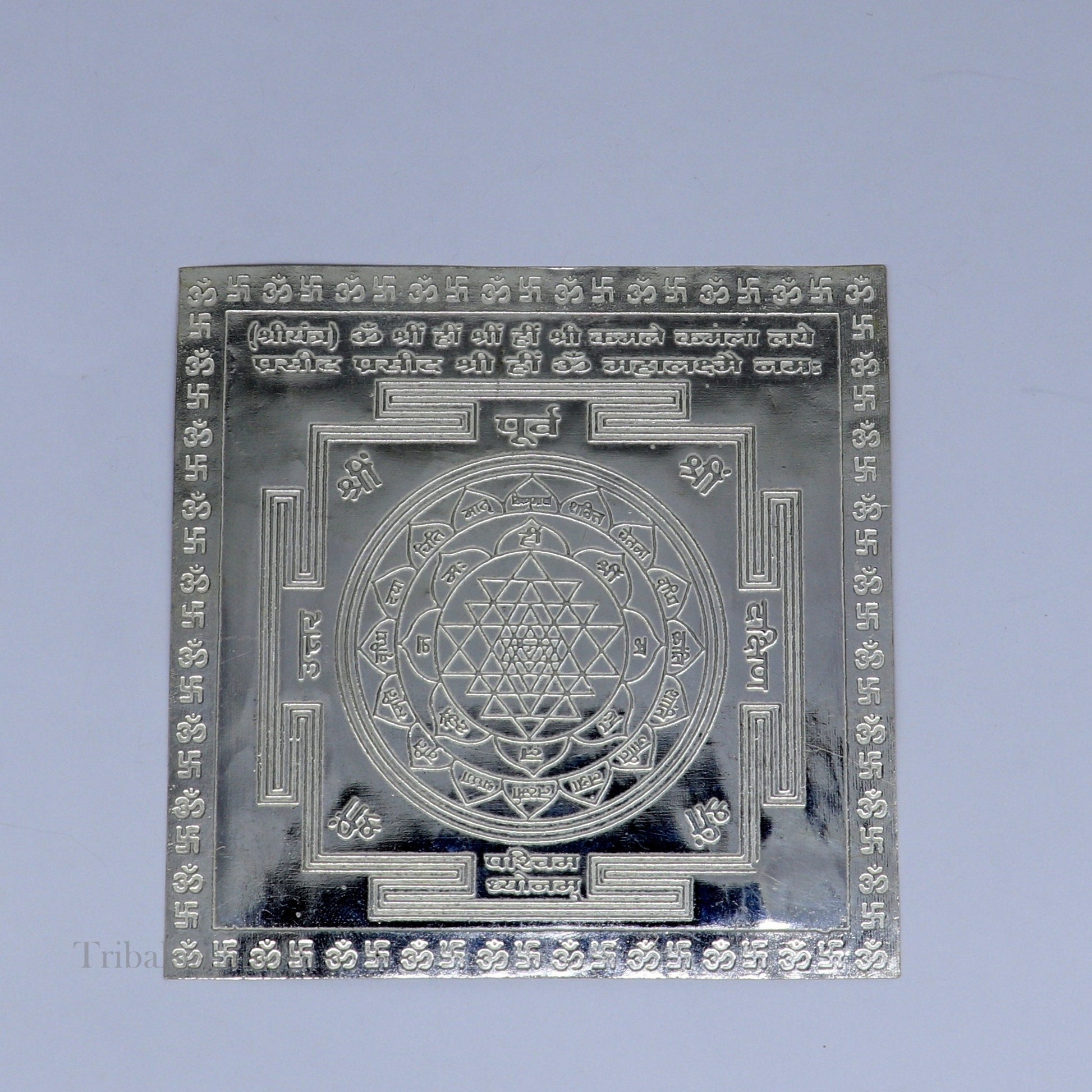 925 sterling silver handmade Shree Yantra, Shri laxmi yantra for wealth and prosperity, best puja article gifting su565 - TRIBAL ORNAMENTS