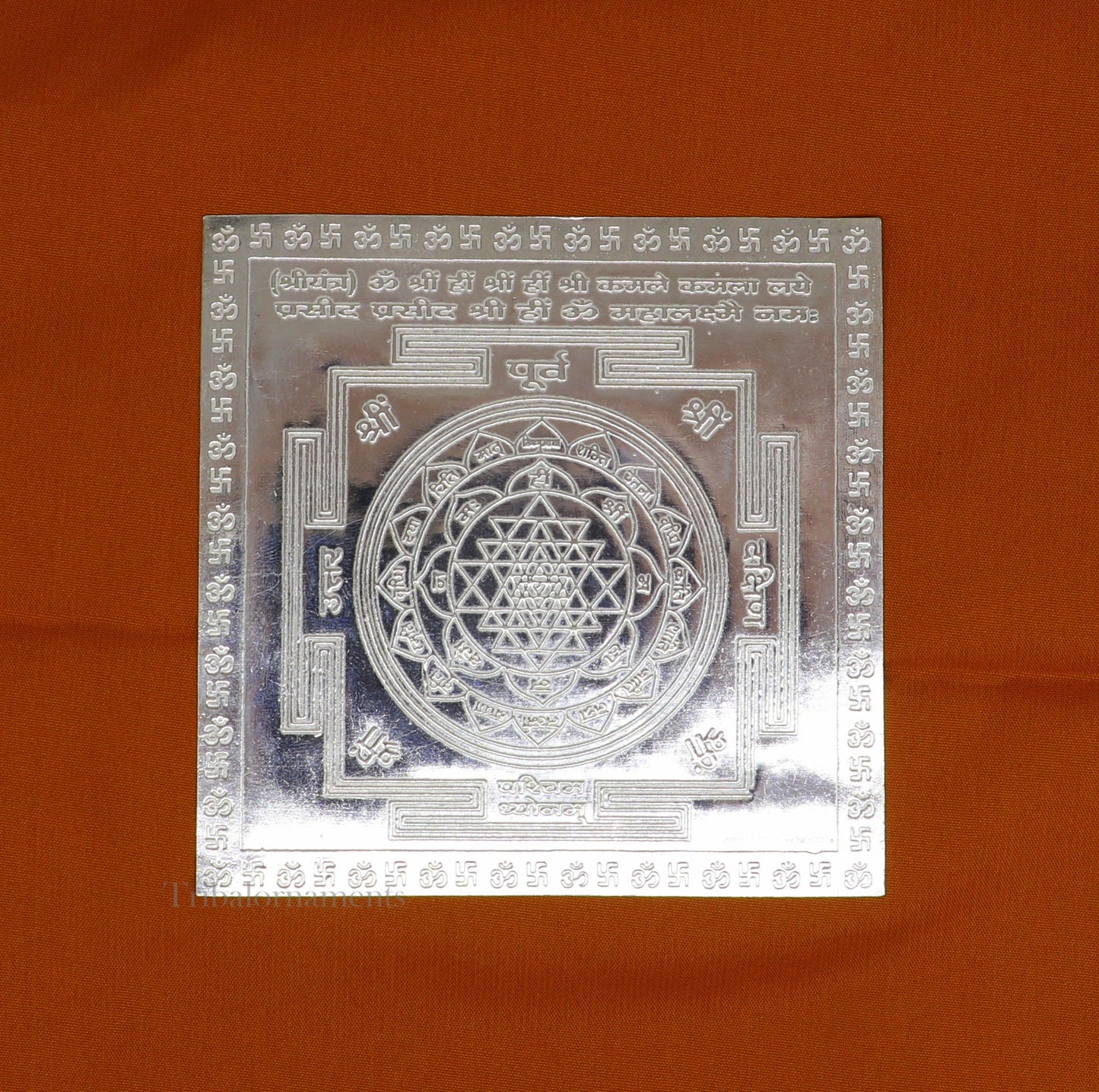 925 sterling silver handmade Shree Yantra, Shri laxmi yantra for wealth and prosperity, best puja article gifting su565 - TRIBAL ORNAMENTS