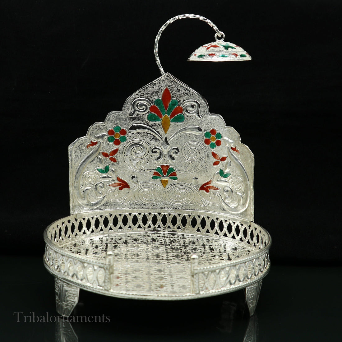 Vintage style handmade 925 pure sterling silver sinhasan, God throne, god statue's chair Singhasan, temple puja Aasan chouki article su566 - TRIBAL ORNAMENTS