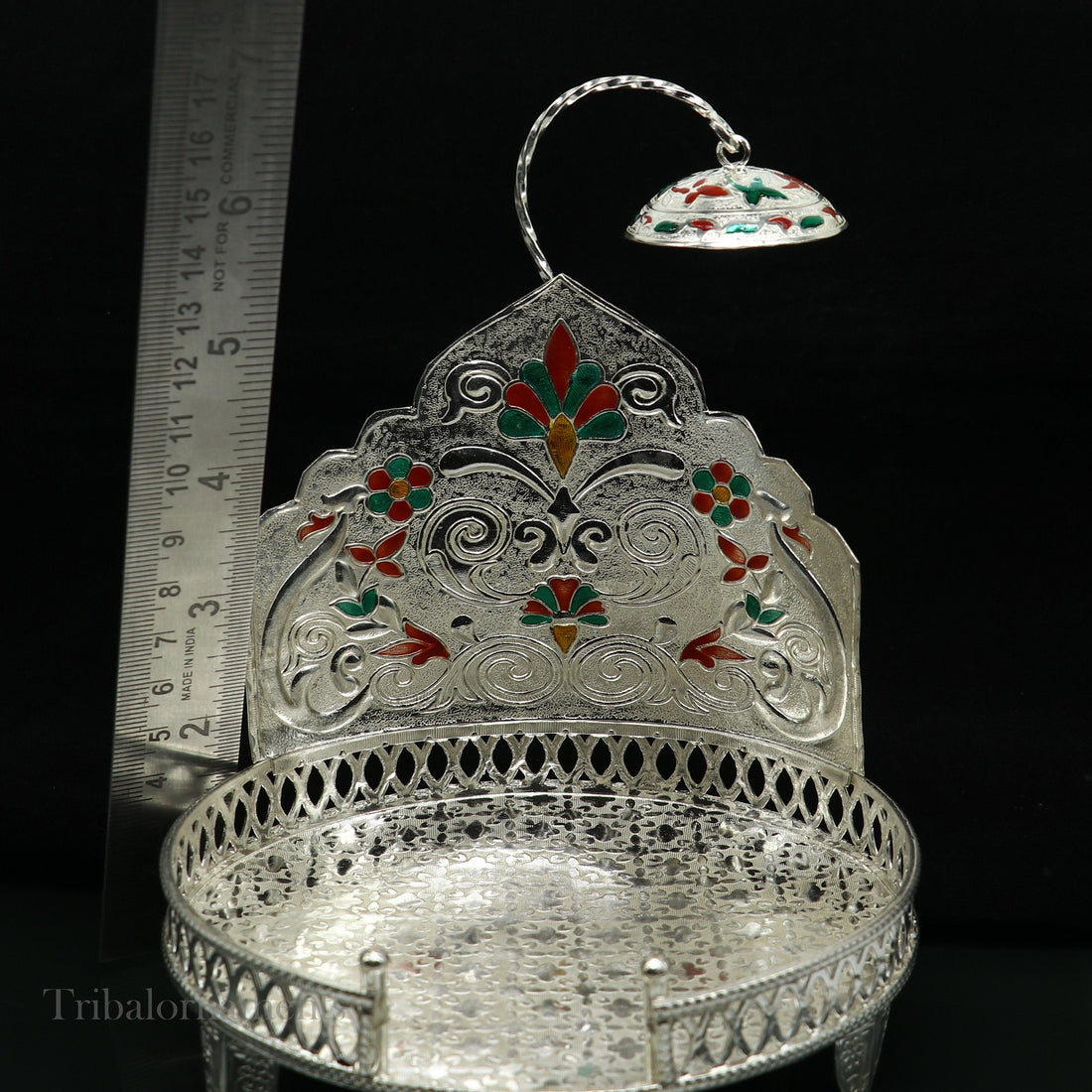 Vintage style handmade 925 pure sterling silver sinhasan, God throne, god statue's chair Singhasan, temple puja Aasan chouki article su566 - TRIBAL ORNAMENTS