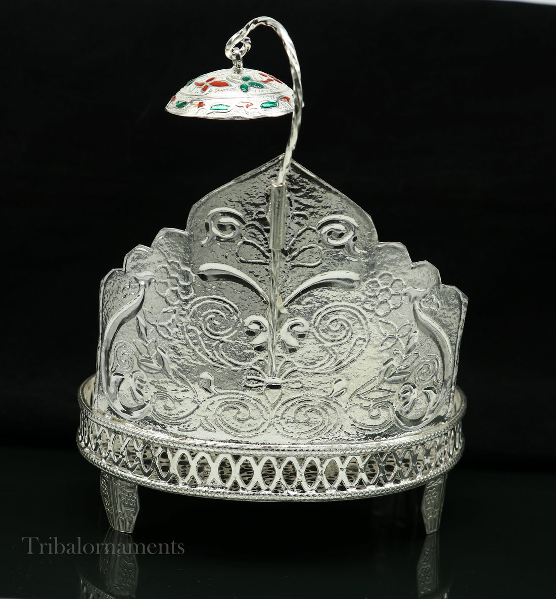 Vintage style handmade 925 pure sterling silver sinhasan, God throne, god statue's chair Singhasan, temple puja Aasan chouki article su566 - TRIBAL ORNAMENTS