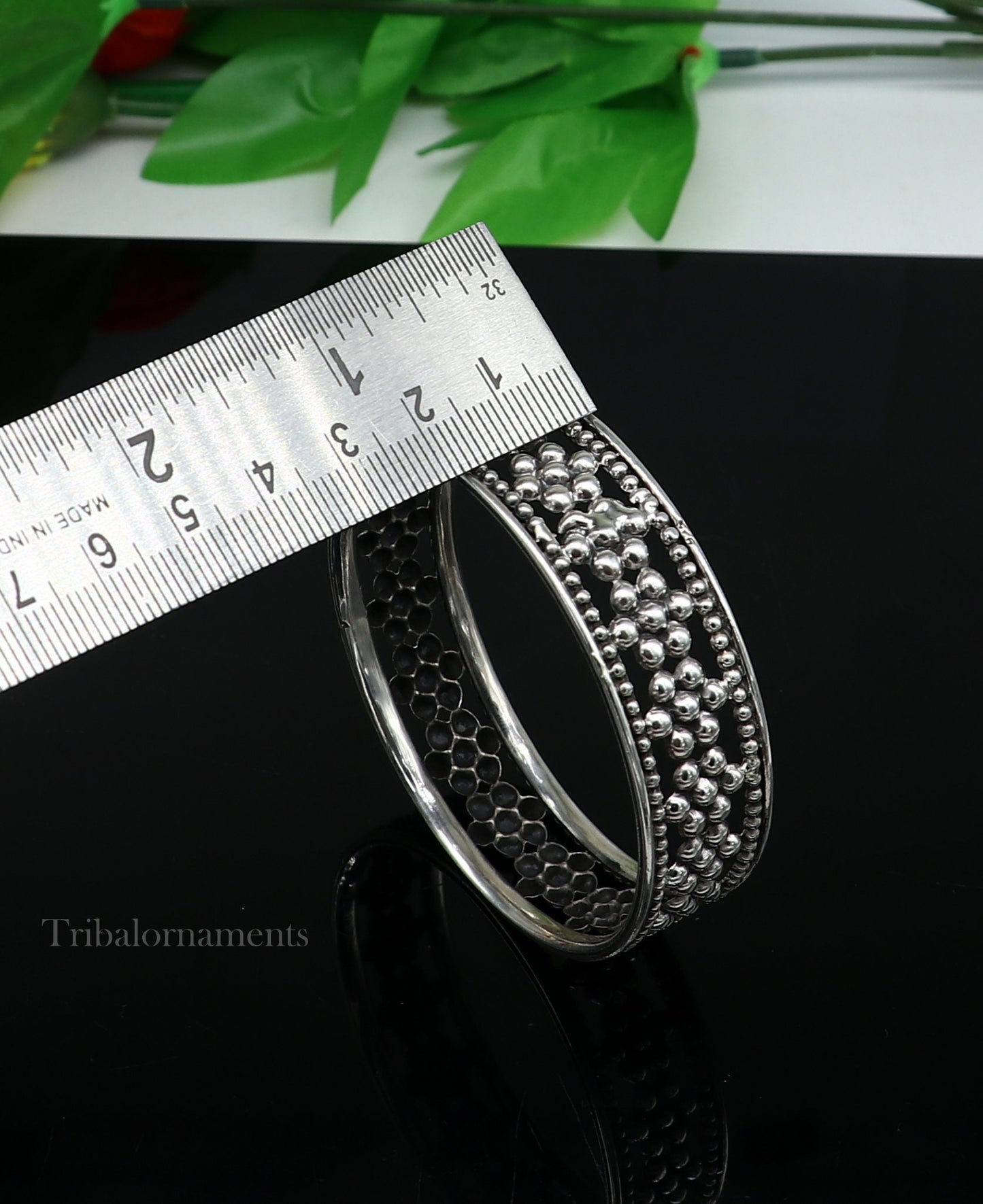 925 sterling silver flower design unique style handmade bangle bracelet , best brides collection wedding jewelry from india ba126 - TRIBAL ORNAMENTS