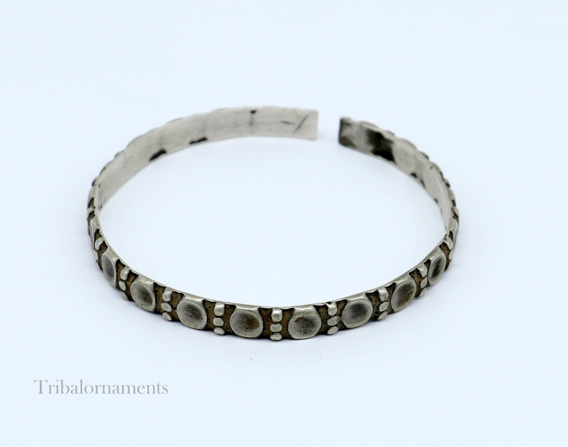 Solid sterling silver vintage old used tribal ethnic handmade adjustable cuff bangle bracelet kada customized jewelry sba26 - TRIBAL ORNAMENTS