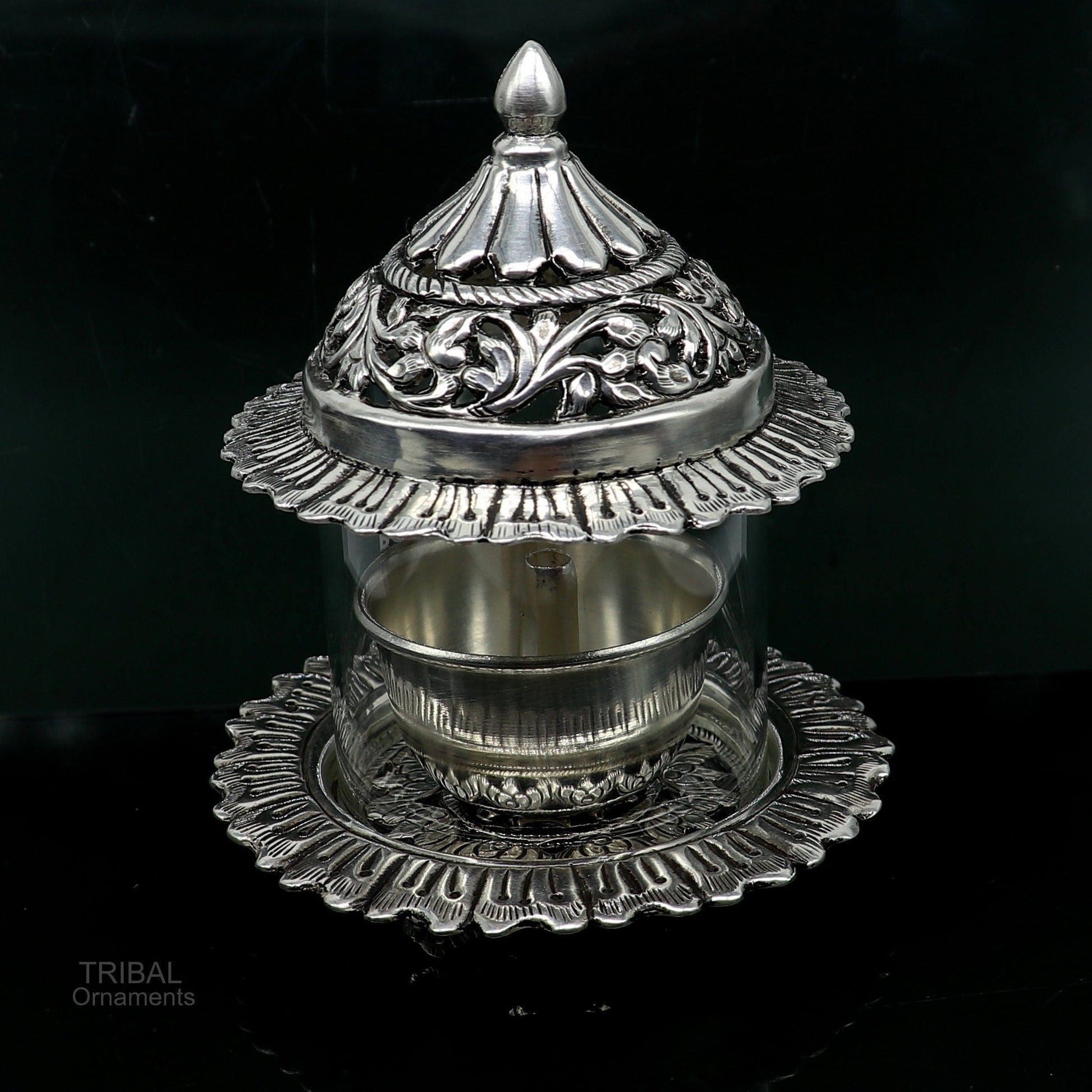 925 sterling silver handcrafted vintage design oil lamp/Deepak, silver article, puja utensils, silver figurine best decorative article su595 - TRIBAL ORNAMENTS