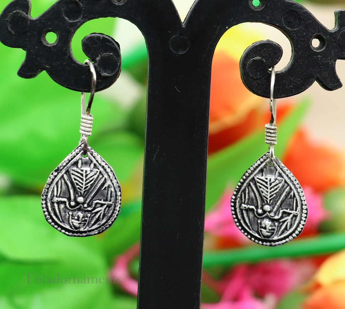 Vintage style 925 sterling silver excellent customized traditional indian style hoops earring, amazing tribal ethnic earring ear958 - TRIBAL ORNAMENTS