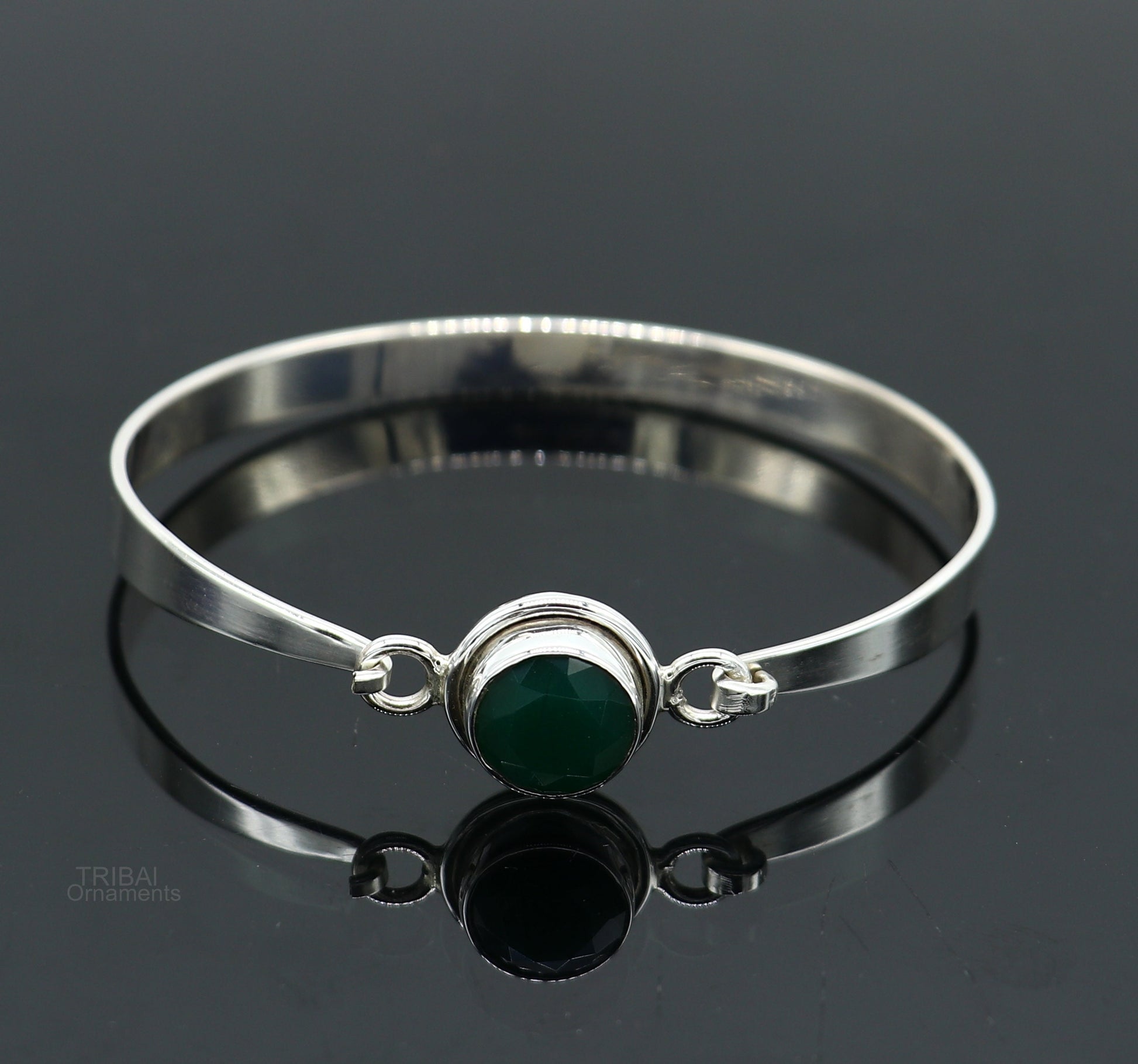 925 sterling silver Eclusive design green stone bangle bracelet kada, Gorgeous bangle kada, best gifting girl's cuff bangle jewelry ba132 - TRIBAL ORNAMENTS