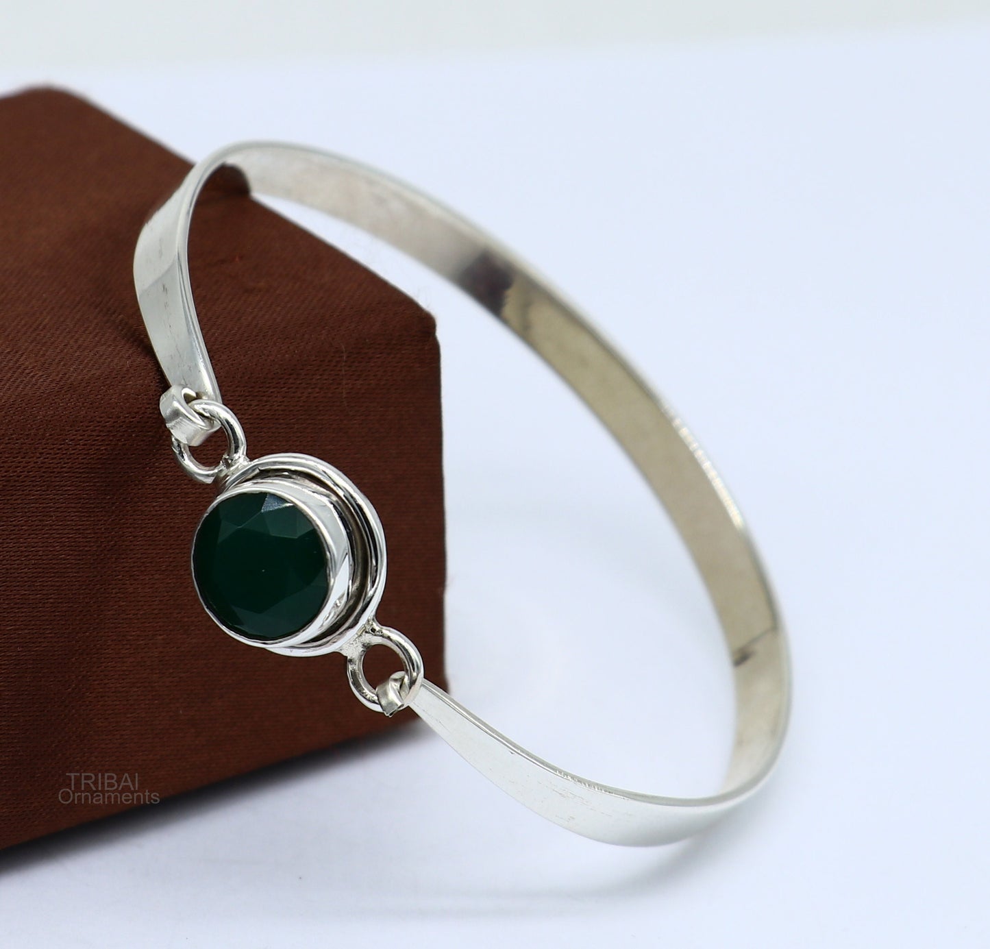 925 sterling silver Eclusive design green stone bangle bracelet kada, Gorgeous bangle kada, best gifting girl's cuff bangle jewelry ba132 - TRIBAL ORNAMENTS