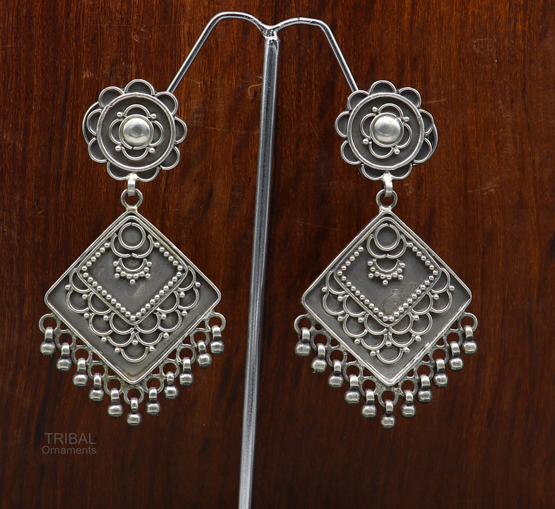 925 sterling silver handmade vintage antique ethnic design customized stud earring gorgeous hanging drops tribal earrings s962 - TRIBAL ORNAMENTS