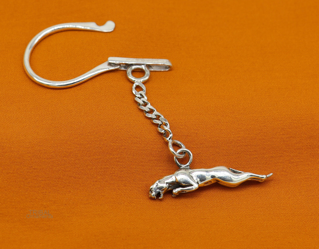 925 Sterling silver handmade unique leopard design solid key chian, stylish royal gifting silver accessories unisex gift, jewelry art kch03 - TRIBAL ORNAMENTS