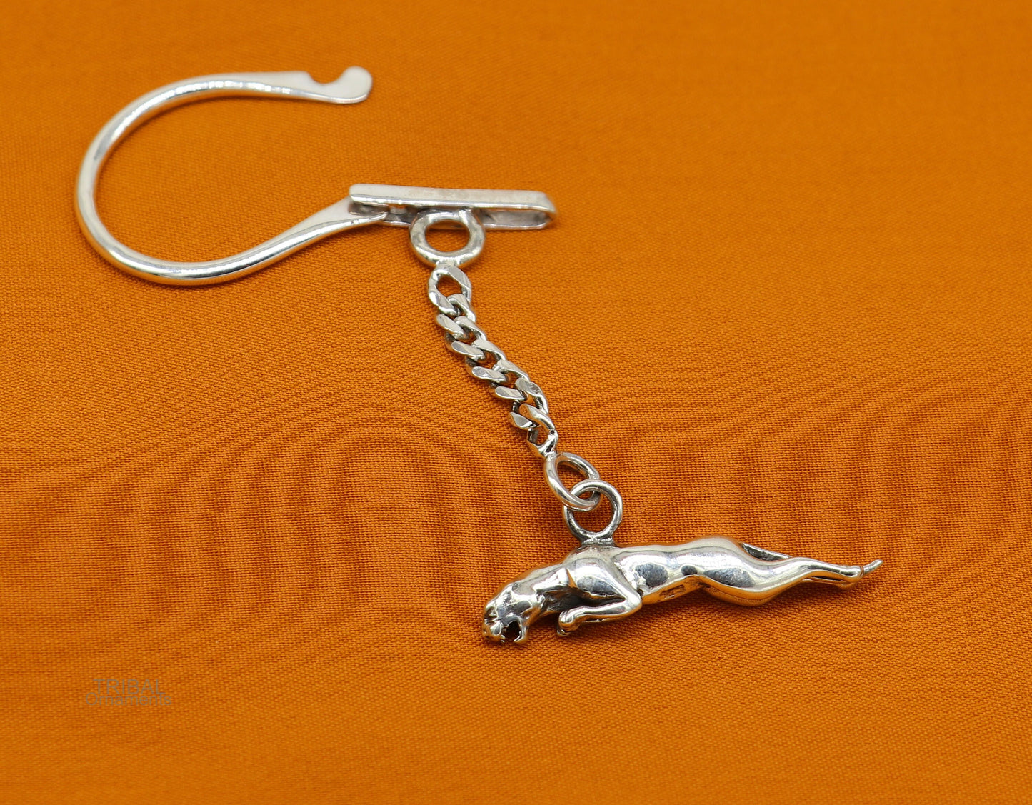 925 Sterling silver handmade unique leopard design solid key chian, stylish royal gifting silver accessories unisex gift, jewelry art kch03 - TRIBAL ORNAMENTS