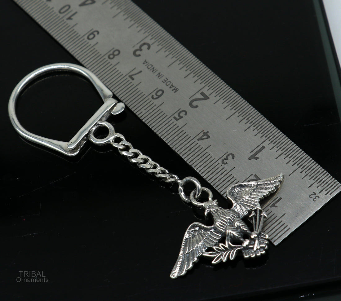 925 Sterling silver handmade unique style Garuda design solid key chian, stylish royal gifting silver accessories unisex gift kch09 - TRIBAL ORNAMENTS