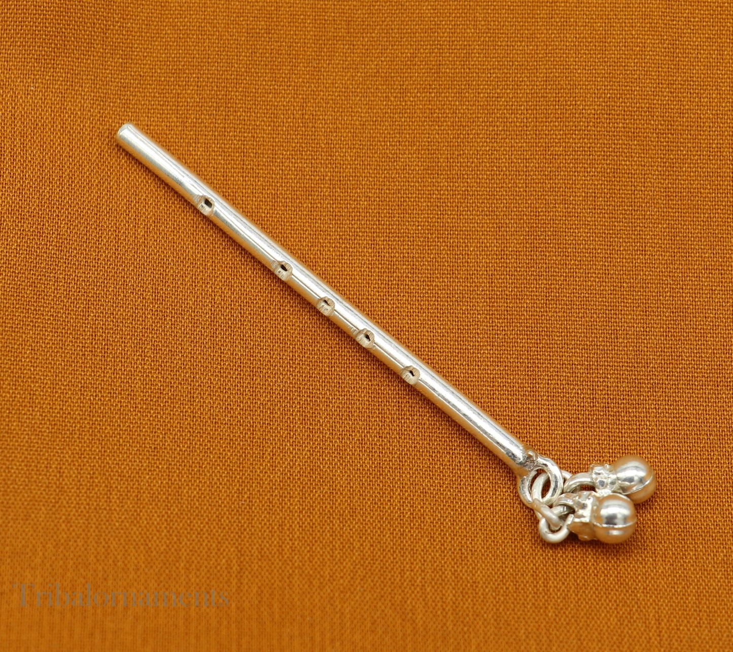 Small Flute Solid sterling silver handmade idol krishna flute, silver bansuri, laddu gopala flute, little krishna flute puja art su576 - TRIBAL ORNAMENTS