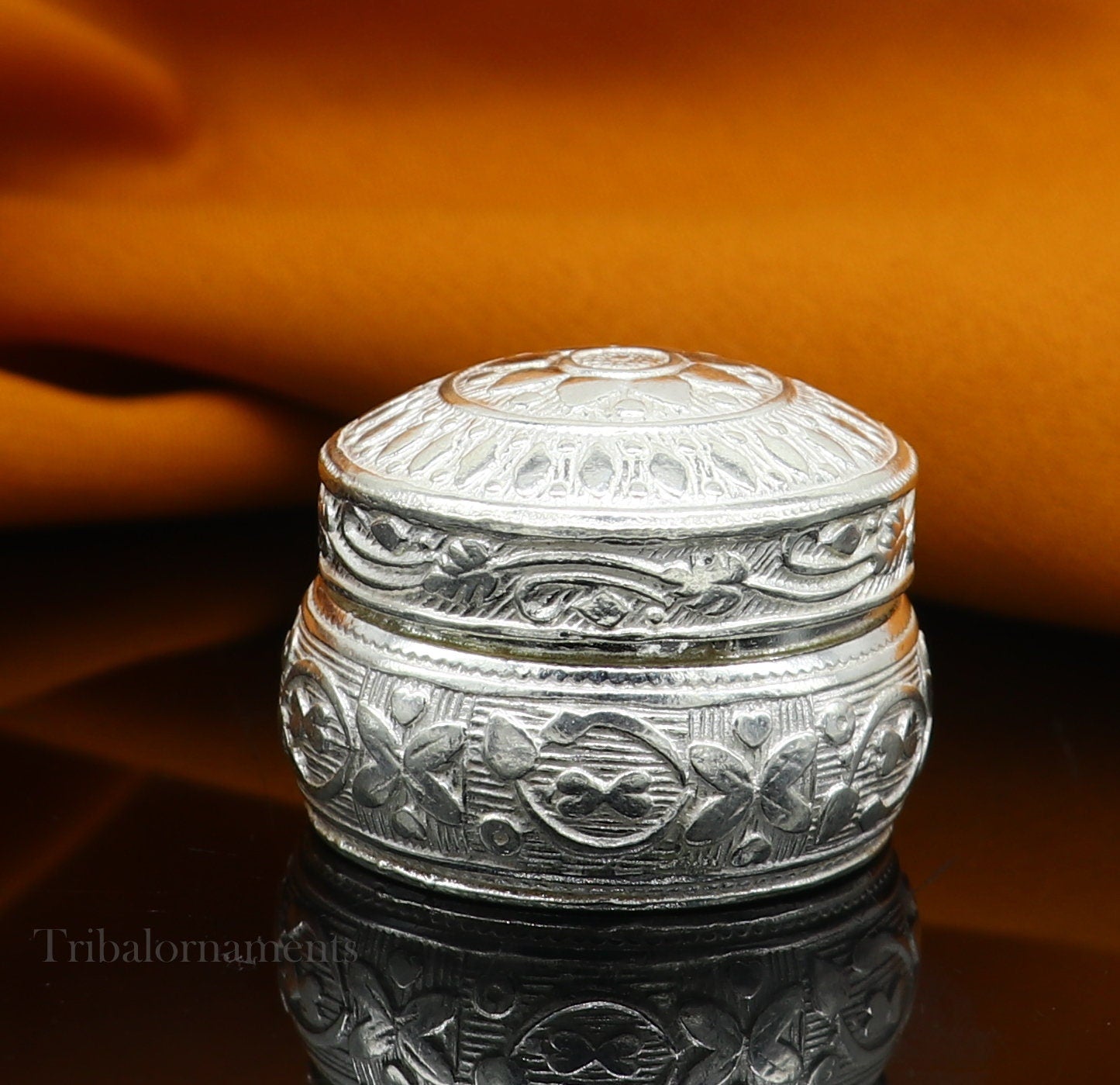 Vintage Style 925 sterling silver unique design handmade brides eyes kajal box, surma box, kumkum sindur box, small trinket box stb266 - TRIBAL ORNAMENTS