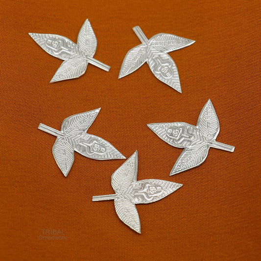 2.5 cm Lord Shiva bel Patra Solid silver handmade solid belva patra, shiva worshipping/ puja article, bel tree leaves for puja su600 - TRIBAL ORNAMENTS