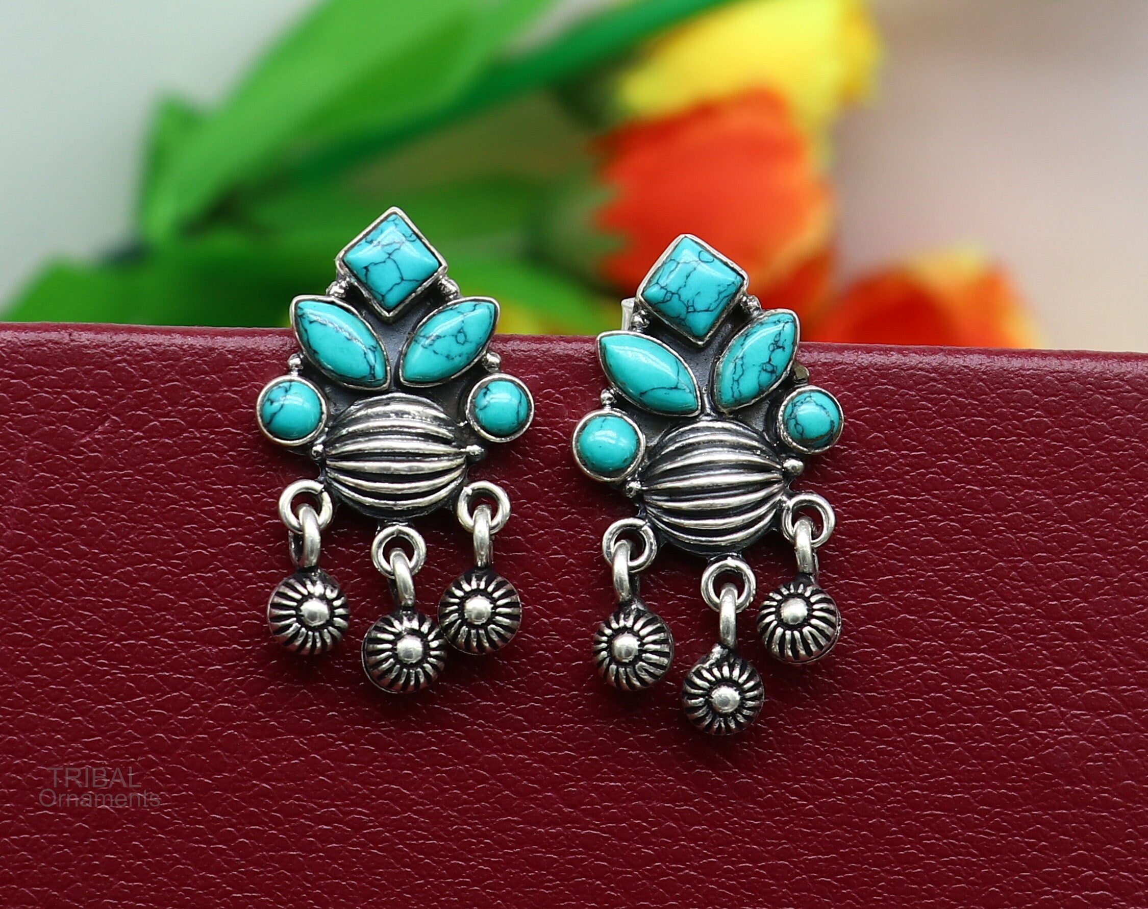 Vintage sterling clearance silver turquoise earrings