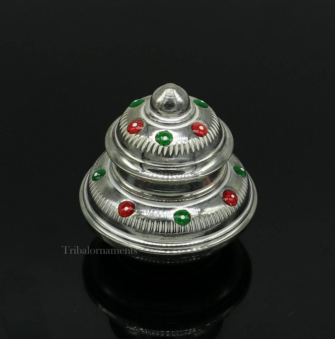 925 Sterling silver handmade fabulous trinket box, bride container box, casket box, sindoor box, enamel work customized gifting box stb267 - TRIBAL ORNAMENTS