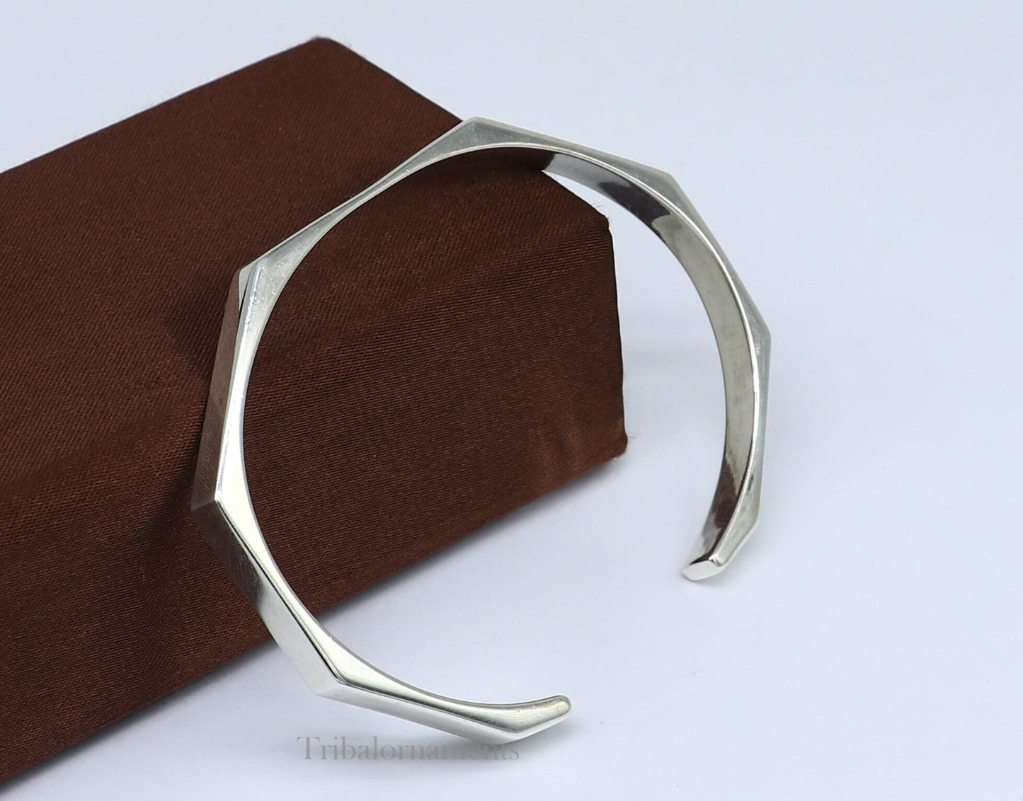 Plain shiny solid 925 sterling silver handmade adjustable cuff bangle bracelet unsex gifting jewelry, solid shiny bracelet nsk374 - TRIBAL ORNAMENTS