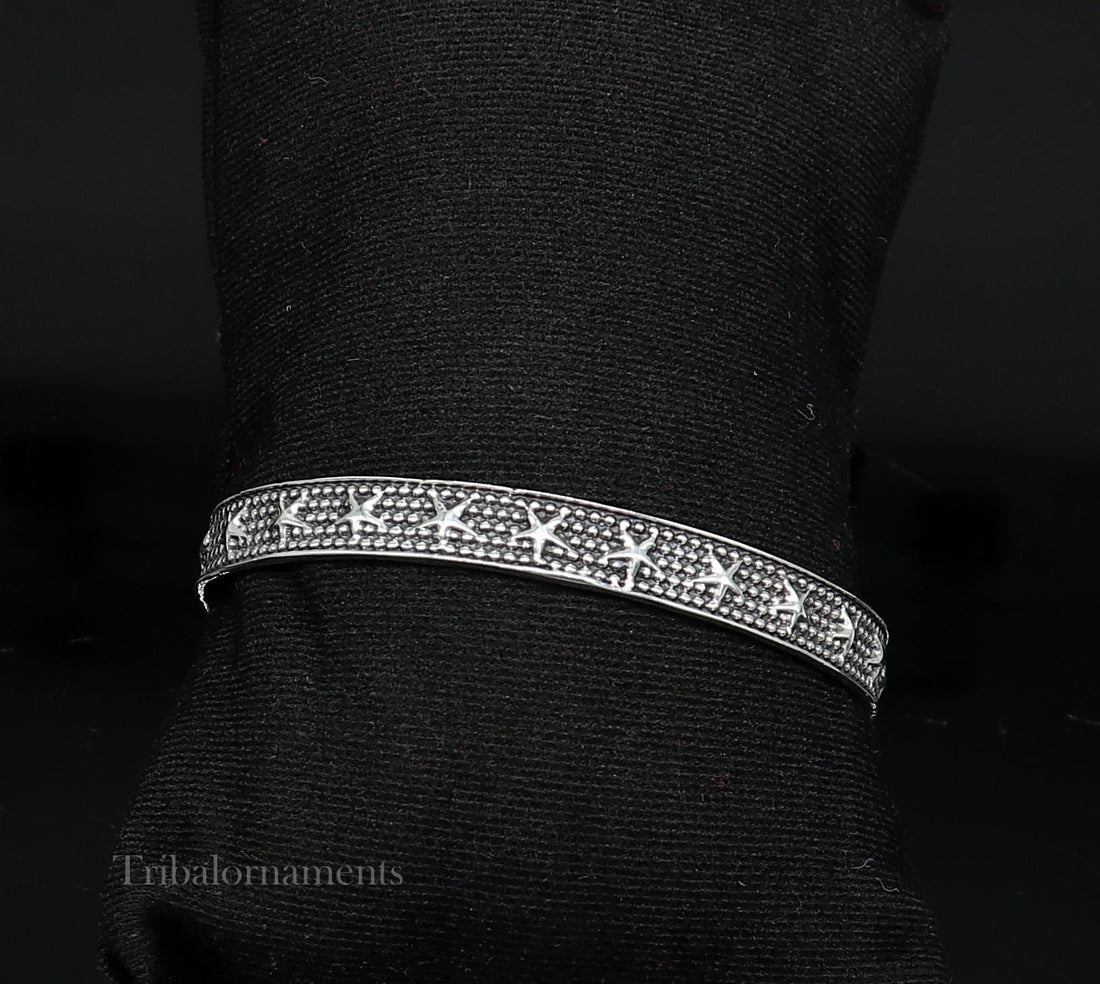 925 sterling silver handmade open face cuff bangle bracelet gifting solid adjustable jewelry, best gift cuff bracelet from india nsk377 - TRIBAL ORNAMENTS