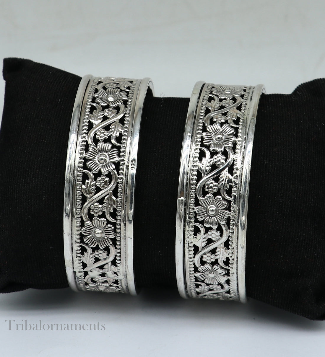 Floral style 925 sterling silver amazing customized bangle bracelet kada , best brides gifting ethnic stylish tribal jewelry ba118 - TRIBAL ORNAMENTS