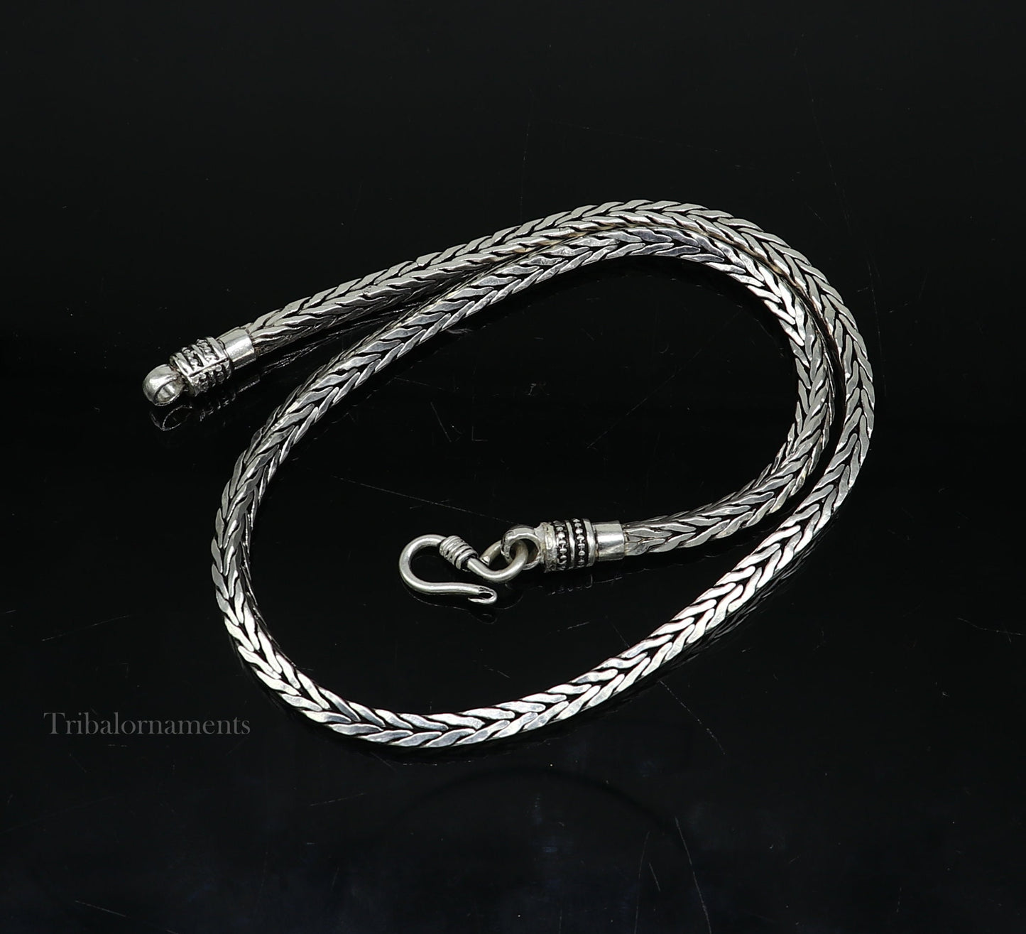 925 sterling silver unique customized solid flexible wheat chain 19 inches long necklace, excellent oxidized gifting fancy jewelry ch119 - TRIBAL ORNAMENTS