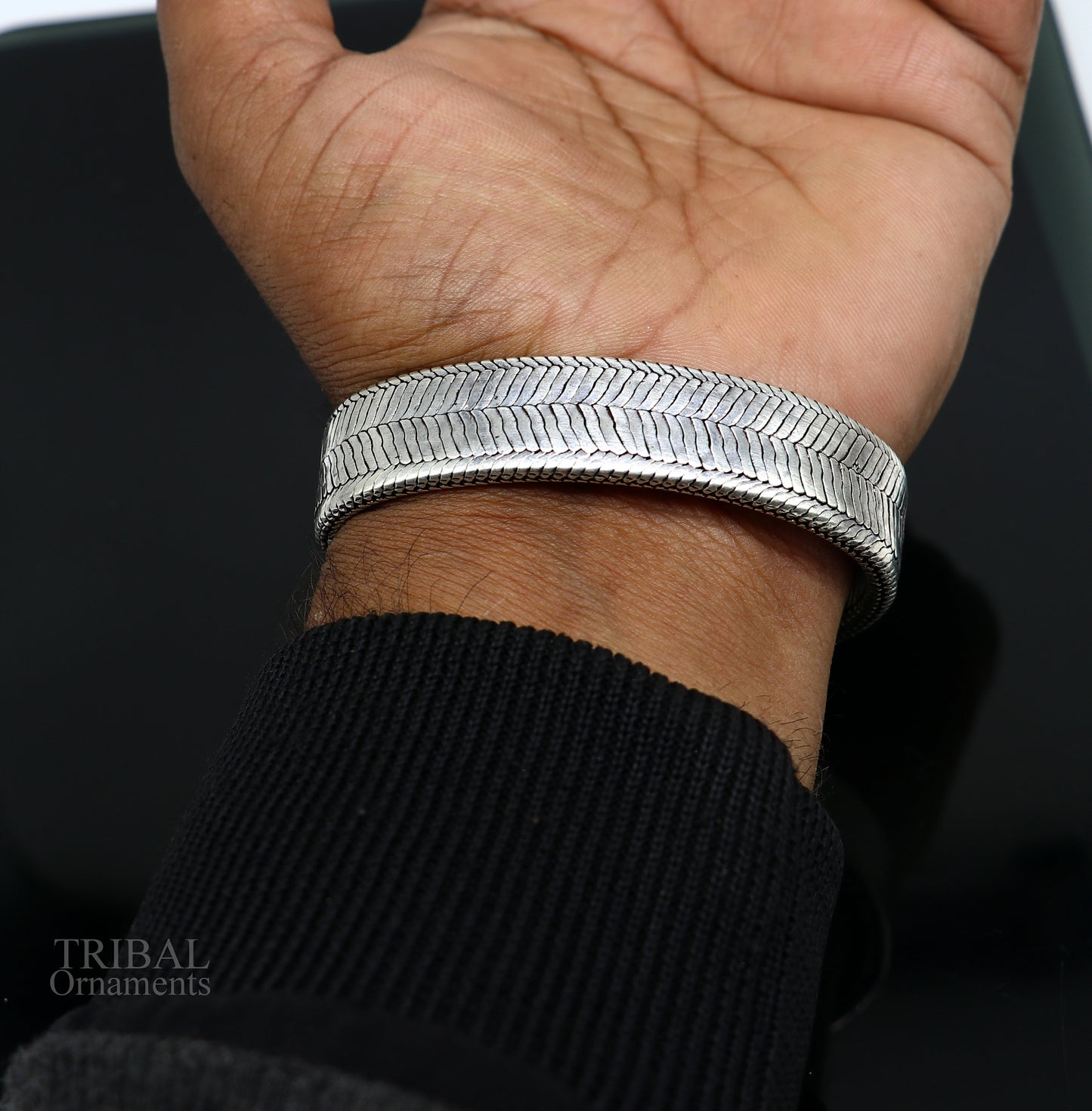 925 Sterling silver stylish wrist belt, Snake chain stylish handmade fabulous oxidized men's bracelet daily use jewelry Sbr235 - TRIBAL ORNAMENTS