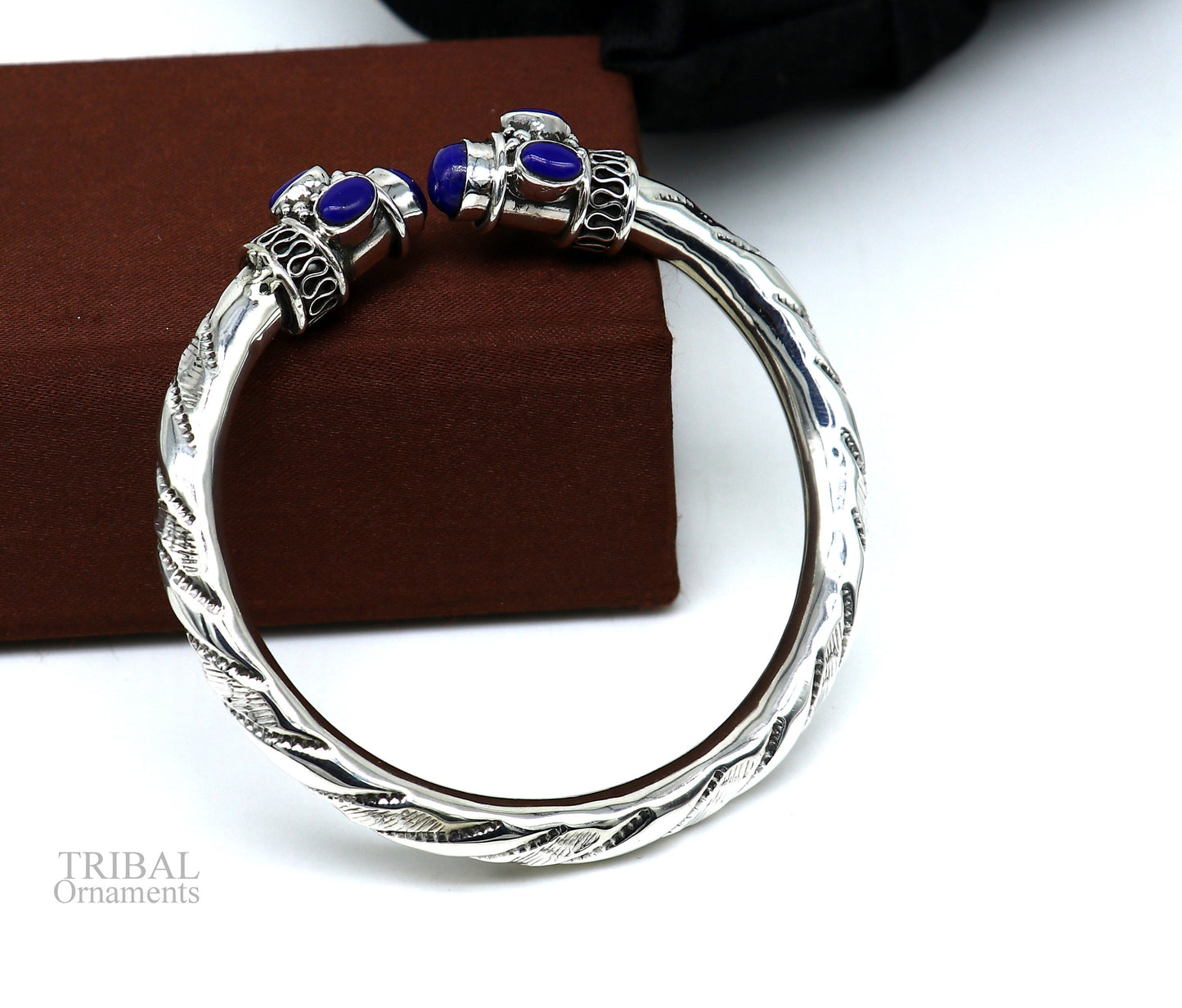 925 sterling silver vintage traditional style stone jadau handmade bangle bracelet kada unisex jewelry best gift from india nsk410 - TRIBAL ORNAMENTS