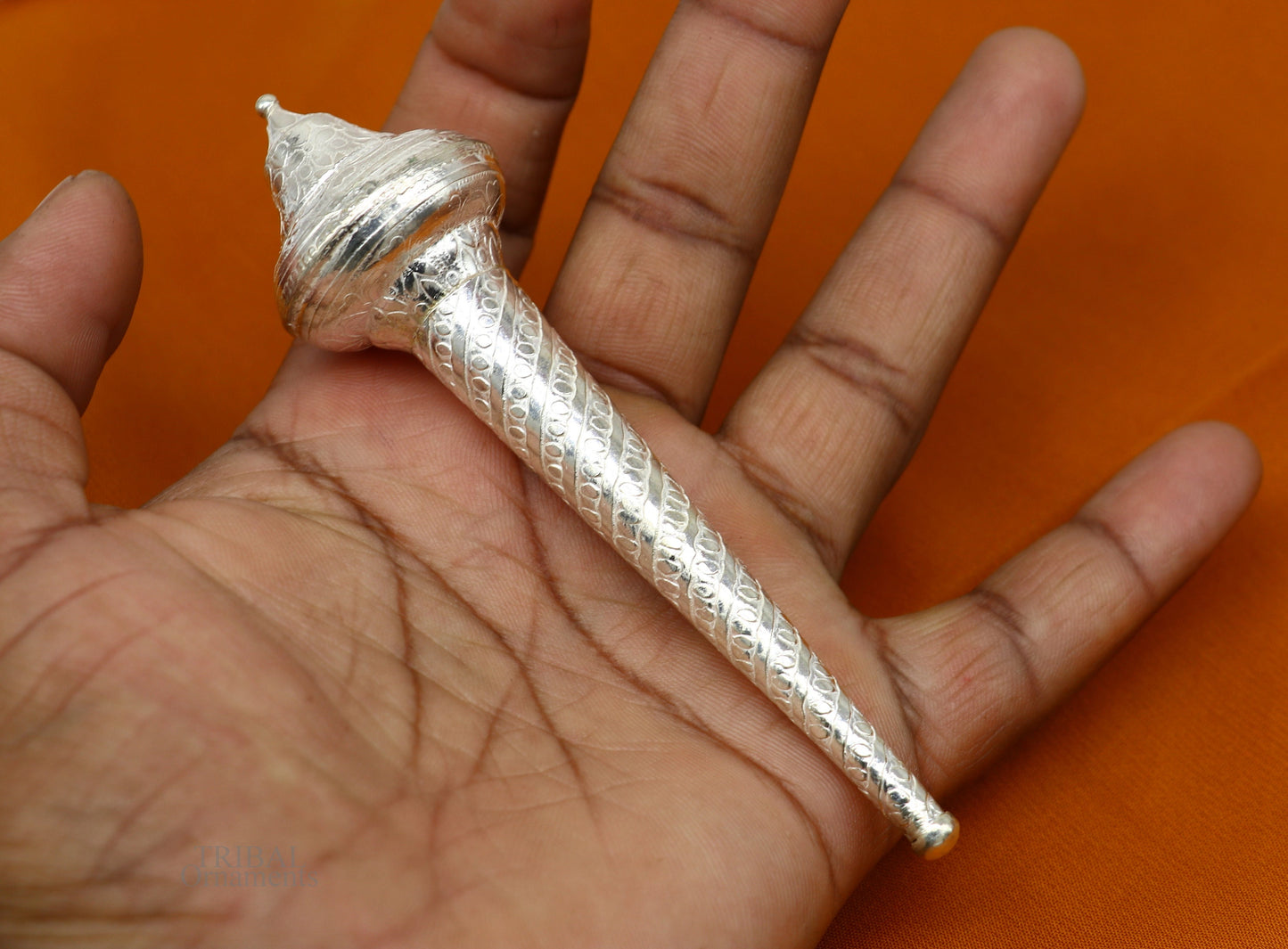 Sterling silver handmade vintage style lord Hanuman Gada/Mace, divine gift for idol hanuman for best wishes puja articles su607 - TRIBAL ORNAMENTS