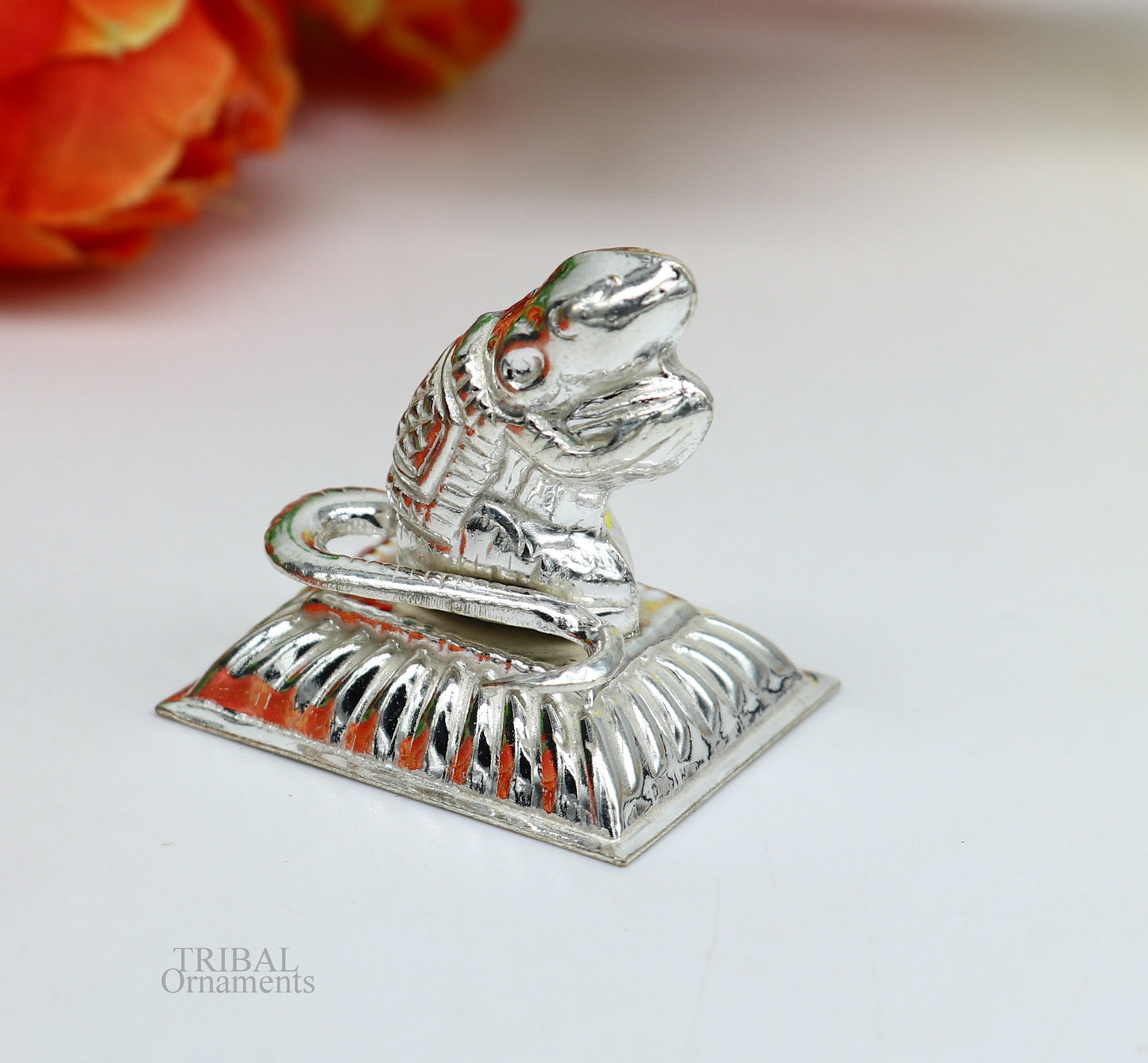 Lord Ganesha Vahan Mushak  maharaj sterling silver handmade small article for puja, best gift for lord ganesha, divine statue su608 - TRIBAL ORNAMENTS