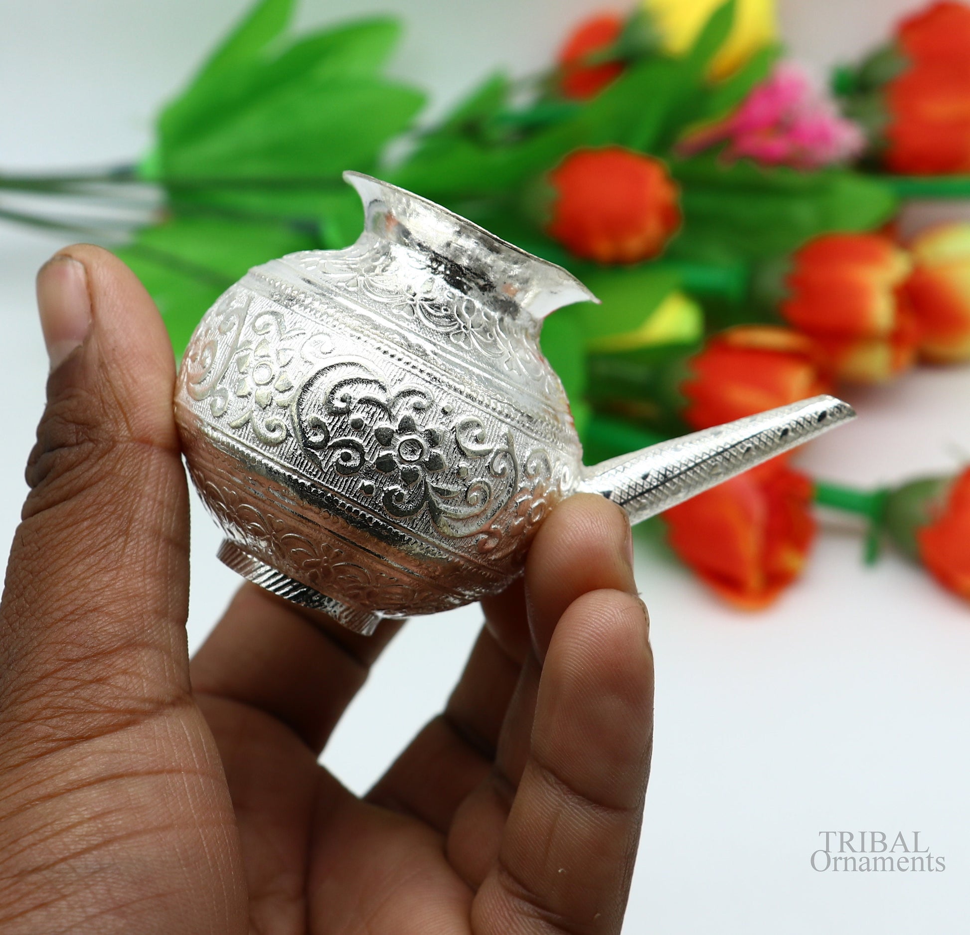 Solid sterling silver handmade SHiva Kalash jalabhishek pot unique silver puja article, water or milk shiva Abhishek kalash pot su610 - TRIBAL ORNAMENTS