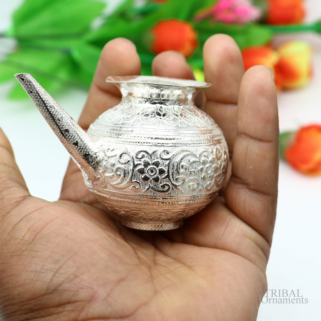 Solid sterling silver handmade SHiva Kalash jalabhishek pot unique silver puja article, water or milk shiva Abhishek kalash pot su610 - TRIBAL ORNAMENTS