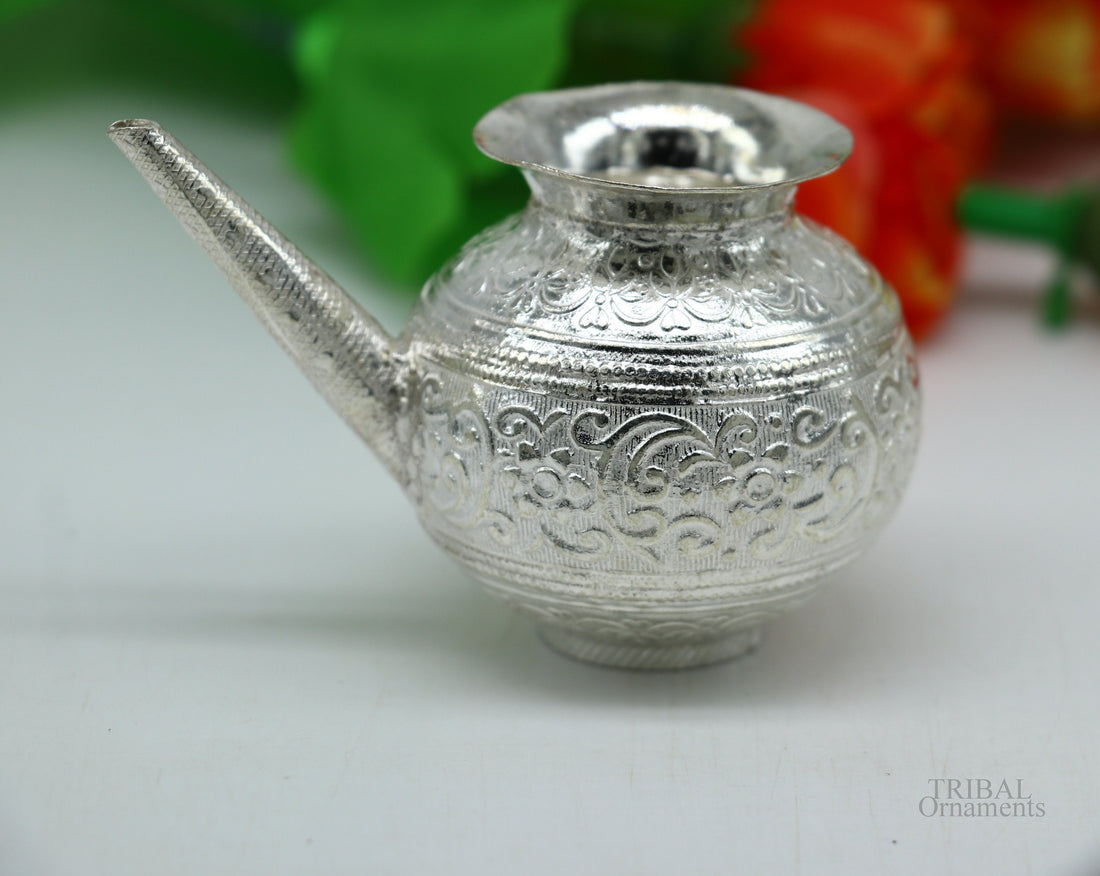 Solid sterling silver handmade SHiva Kalash jalabhishek pot unique silver puja article, water or milk shiva Abhishek kalash pot su610 - TRIBAL ORNAMENTS