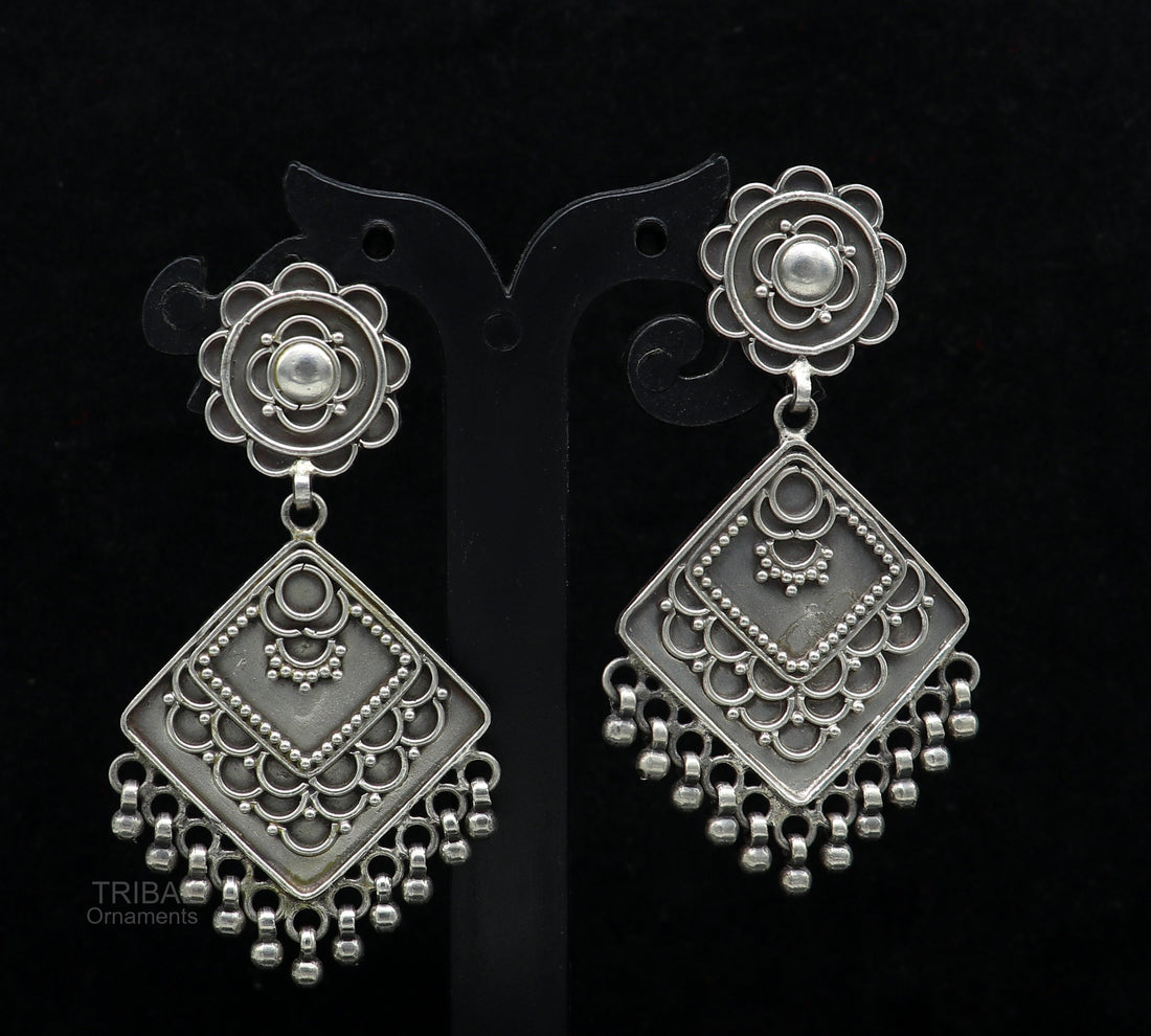 925 sterling silver handmade vintage antique ethnic design customized stud earring gorgeous hanging drops tribal earrings s962 - TRIBAL ORNAMENTS