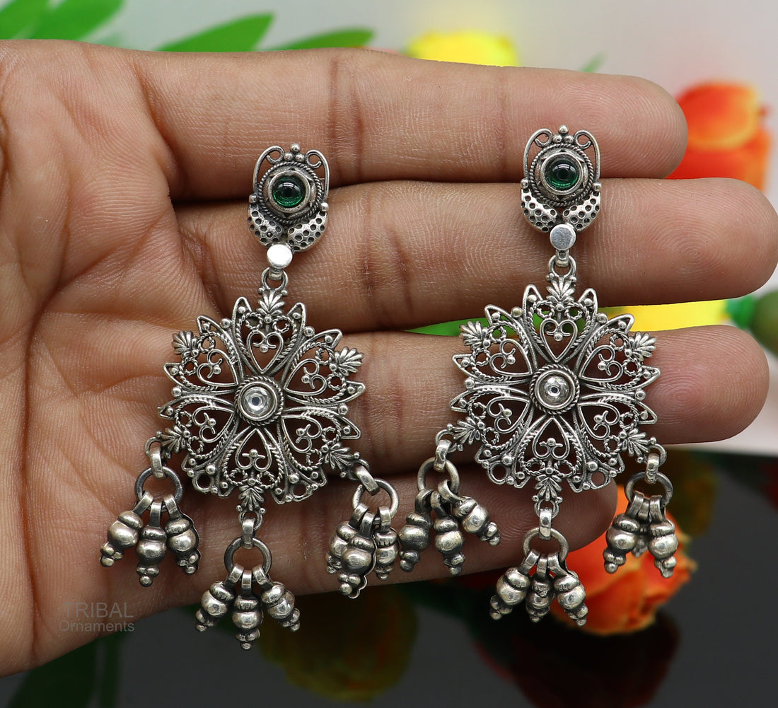 925 Sterling silver handmade drop dangle stud earring, excellent customized brides girls wedding stylish jewelry gifting earrings  s963 - TRIBAL ORNAMENTS