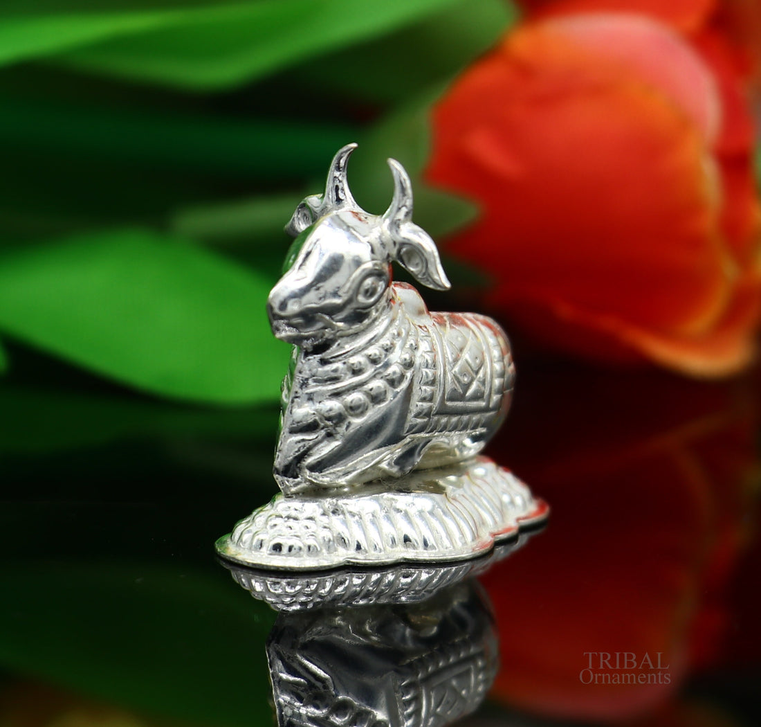 Lord Shiva Vahan Nandi Maharaj sterling silver handmade small article for puja, best gift for lord Shiva, divine statue su613 - TRIBAL ORNAMENTS