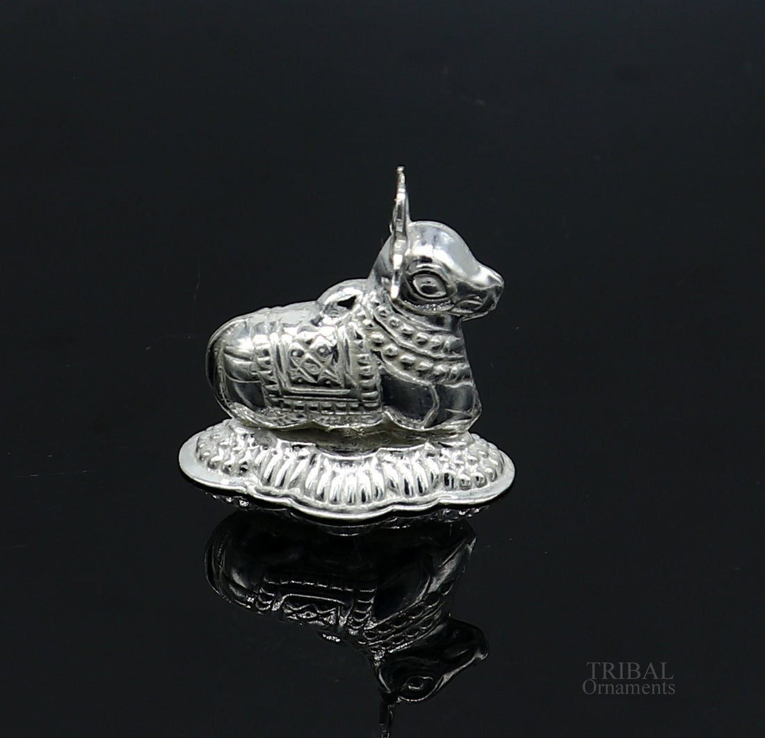 Lord Shiva Vahan Nandi Maharaj sterling silver handmade small article for puja, best gift for lord Shiva, divine statue su613 - TRIBAL ORNAMENTS