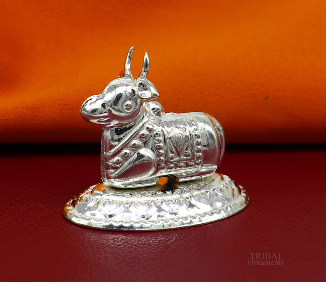 Lord Shiva Vahan Nandi Maharaj sterling silver handmade small article for puja, best gift for lord Shiva, divine statue su614 - TRIBAL ORNAMENTS