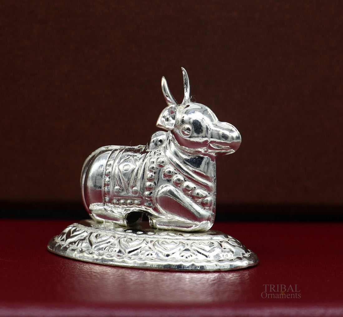 Lord Shiva Vahan Nandi Maharaj sterling silver handmade small article for puja, best gift for lord Shiva, divine statue su614 - TRIBAL ORNAMENTS