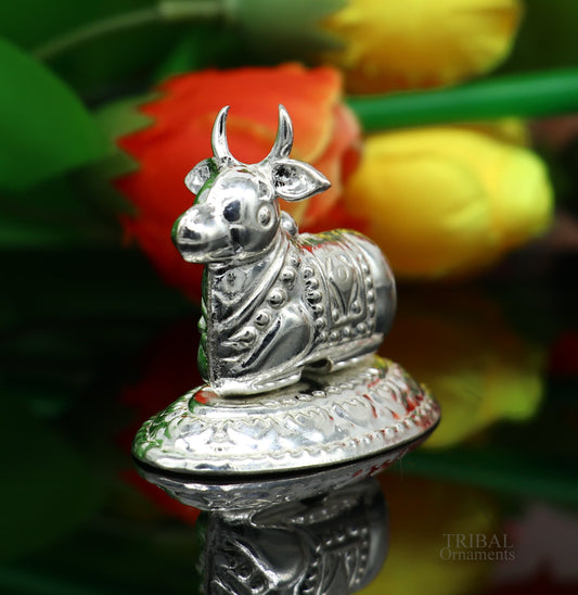 Lord Shiva Vahan Nandi Maharaj sterling silver handmade small article for puja, best gift for lord Shiva, divine statue su614 - TRIBAL ORNAMENTS