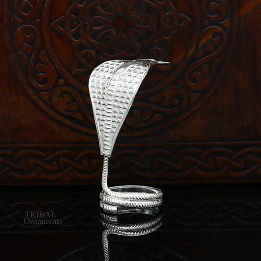 Shiva Snake Solid silver handmade Divine vintage style mini snake or shiva snake for puja or worshipping, solid Diwali puja article su625 - TRIBAL ORNAMENTS