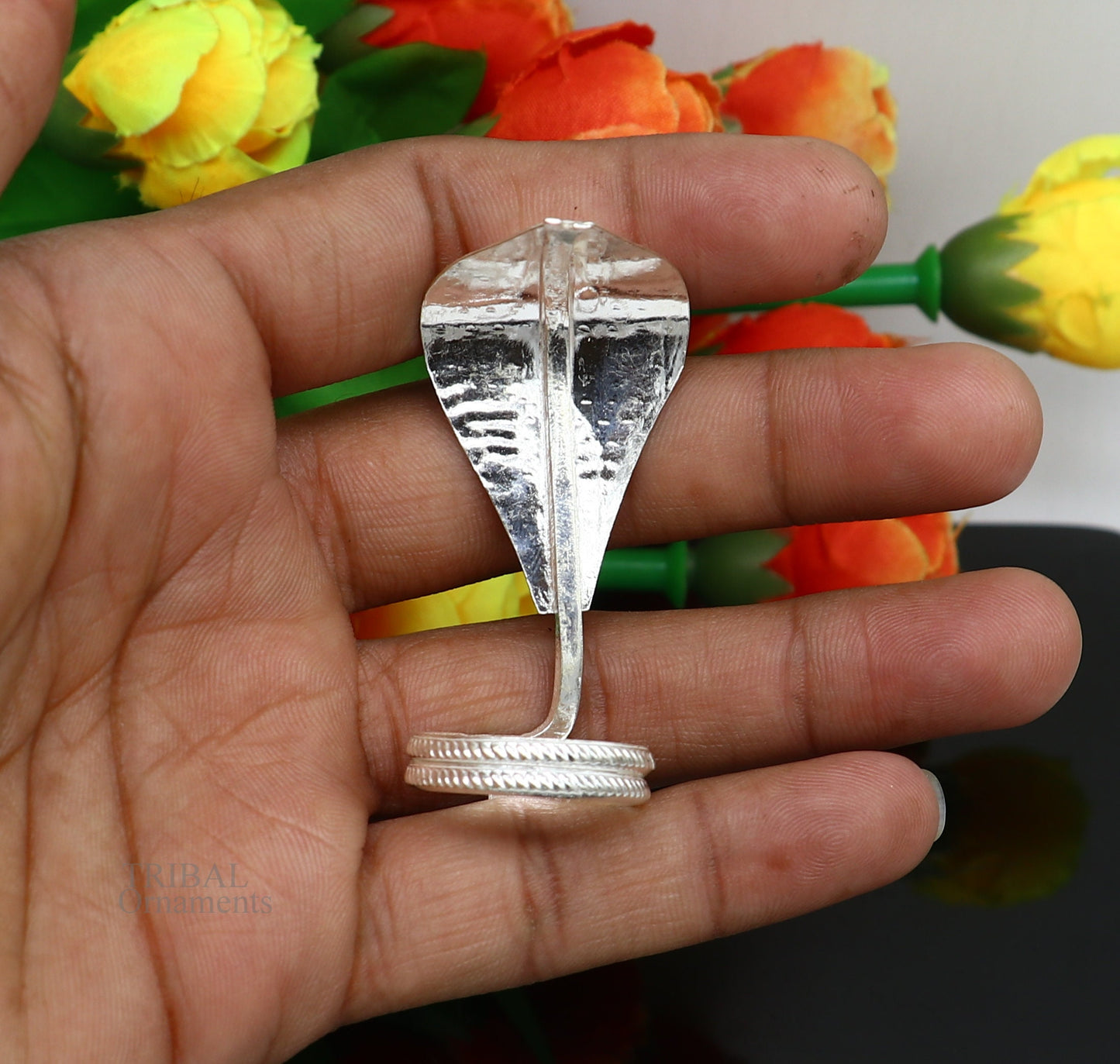 Shiva Snake Solid silver handmade Divine vintage style mini snake or shiva snake for puja or worshipping, solid Diwali puja article su625 - TRIBAL ORNAMENTS