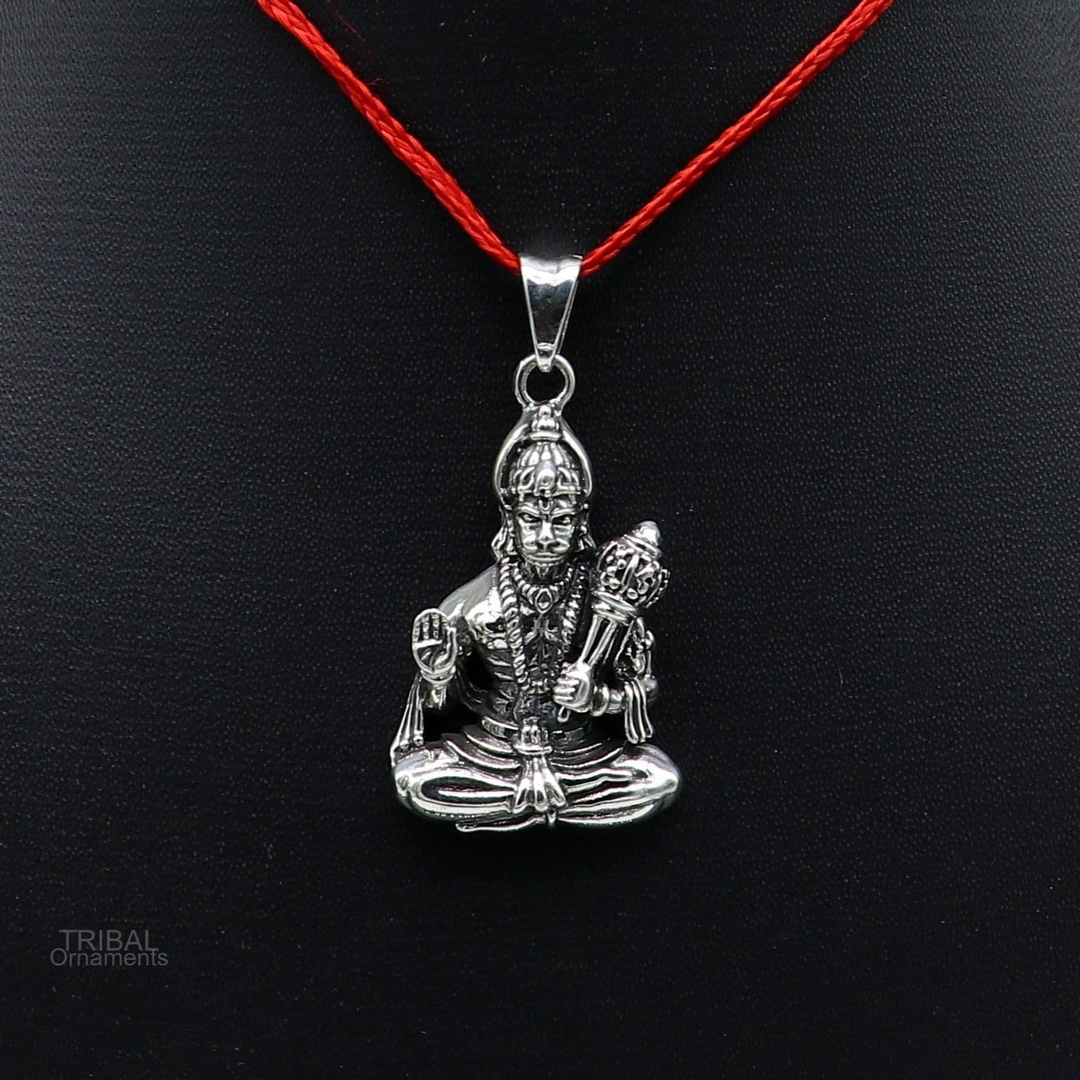 Pure 925 sterling silver handmade Hindu god Lord blessing Hanuman pendant, amazing designer Divine pendant unisex gifting jewelry nsp440 - TRIBAL ORNAMENTS