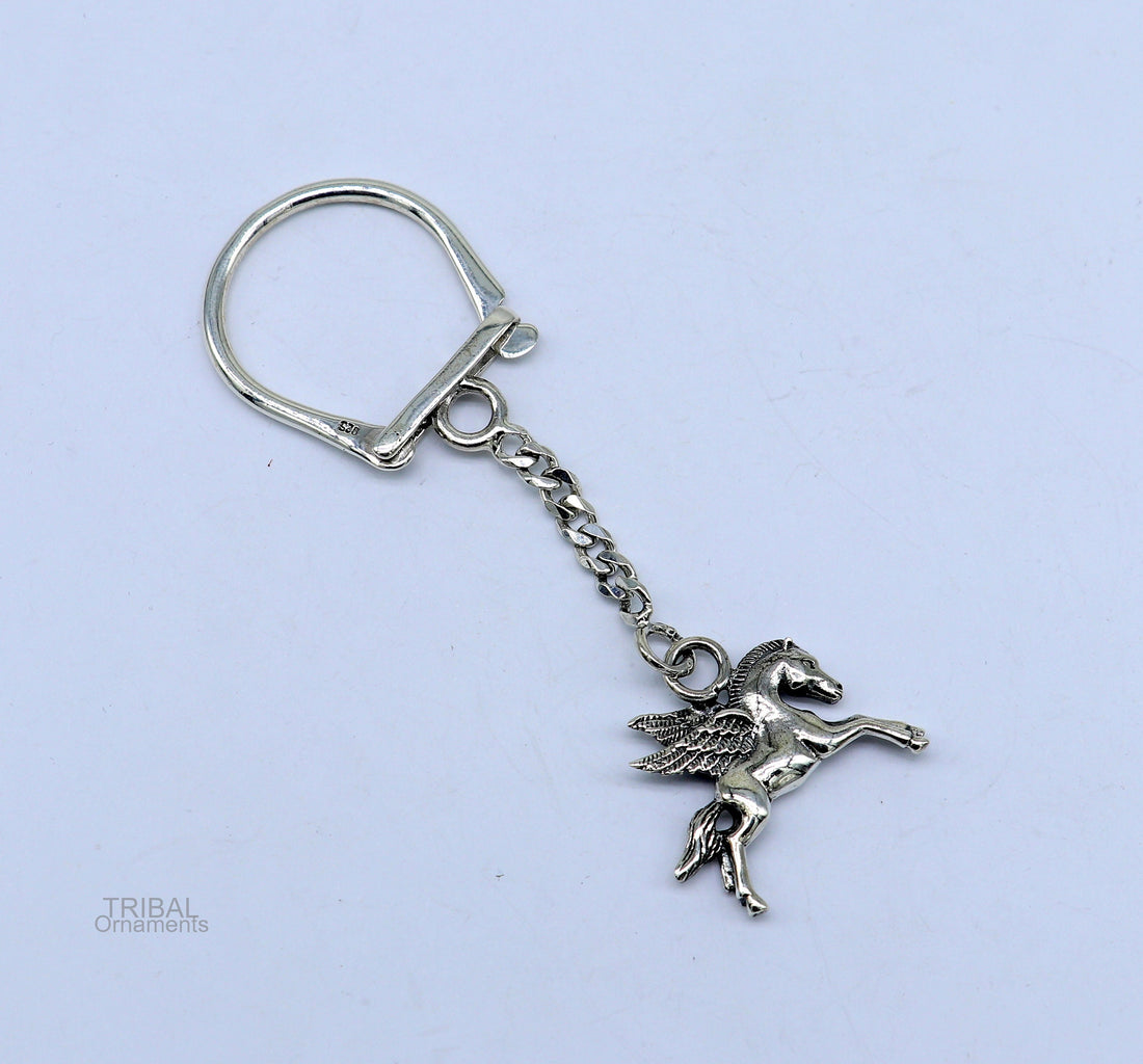 925 Sterling silver handmade unique unicorn horse design solid key chian, stylish royal gifting silver accessories unisex gift jewelry kch04 - TRIBAL ORNAMENTS