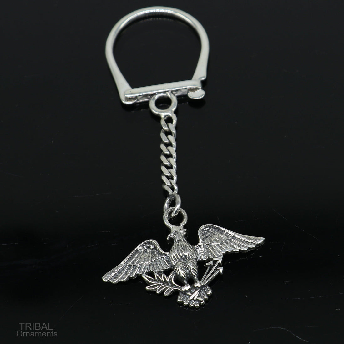 925 Sterling silver handmade unique style Garuda design solid key chian, stylish royal gifting silver accessories unisex gift kch09 - TRIBAL ORNAMENTS