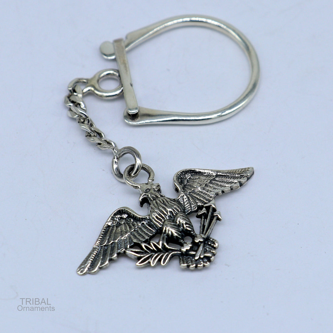 925 Sterling silver handmade unique style Garuda design solid key chian, stylish royal gifting silver accessories unisex gift kch09 - TRIBAL ORNAMENTS