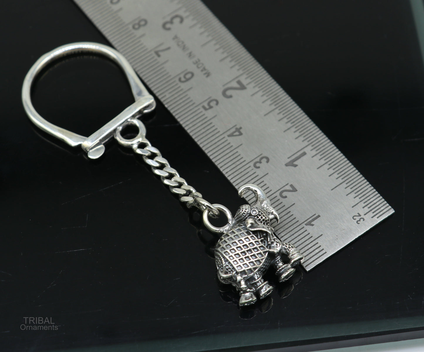 925 Sterling silver handmade unique vintage elephant design solid key chian, stylish royal gifting silver accessories unisex gift kch10 - TRIBAL ORNAMENTS