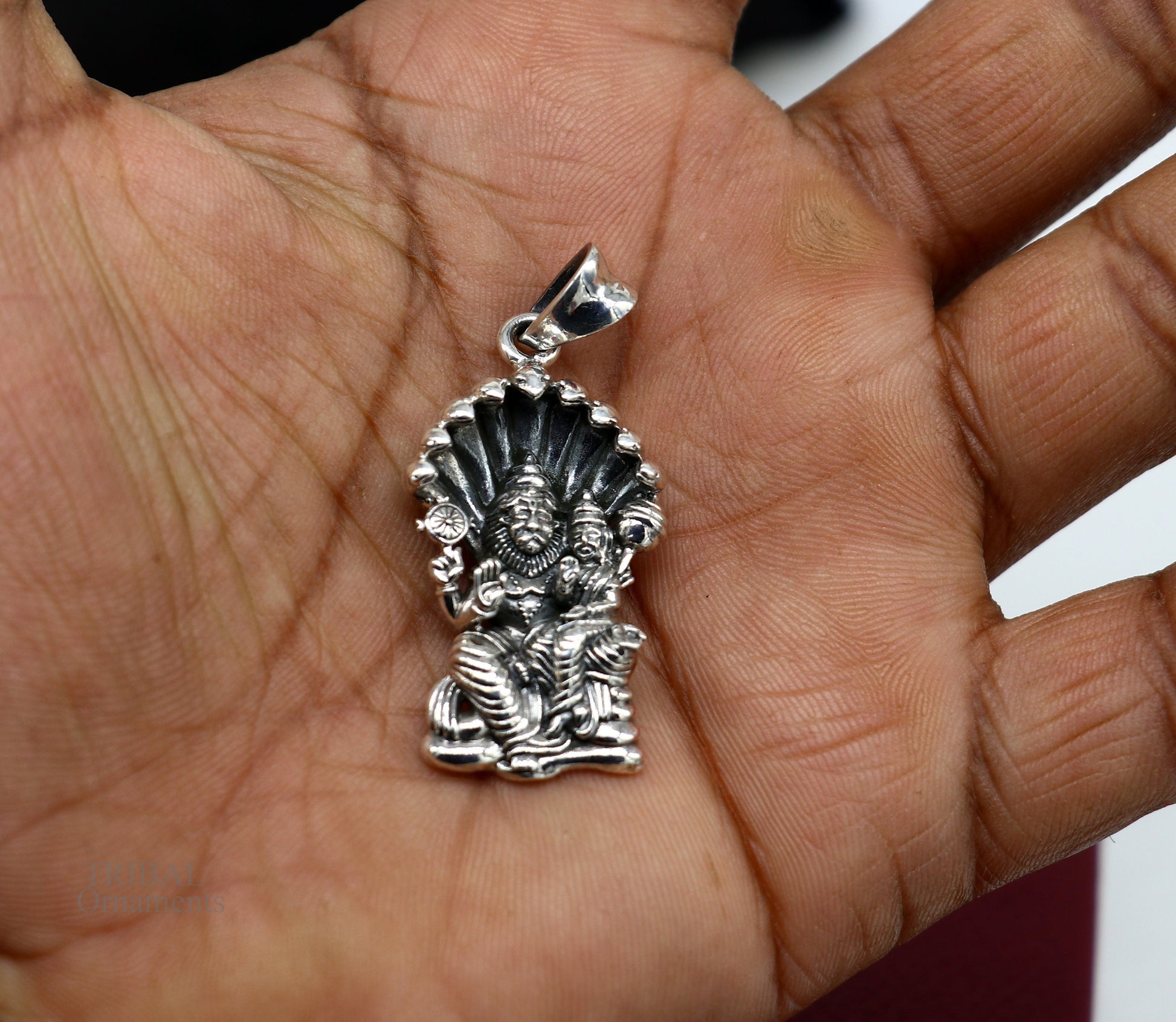 925 sterling silver handmade Vishnu with Laxmi (narsimha)pendant, amazing stylish unisex pendant personalized jewelry ssp445 - TRIBAL ORNAMENTS