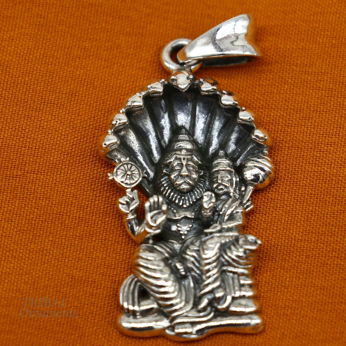 925 sterling silver handmade Vishnu with Laxmi (narsimha)pendant, amazing stylish unisex pendant personalized jewelry ssp445 - TRIBAL ORNAMENTS