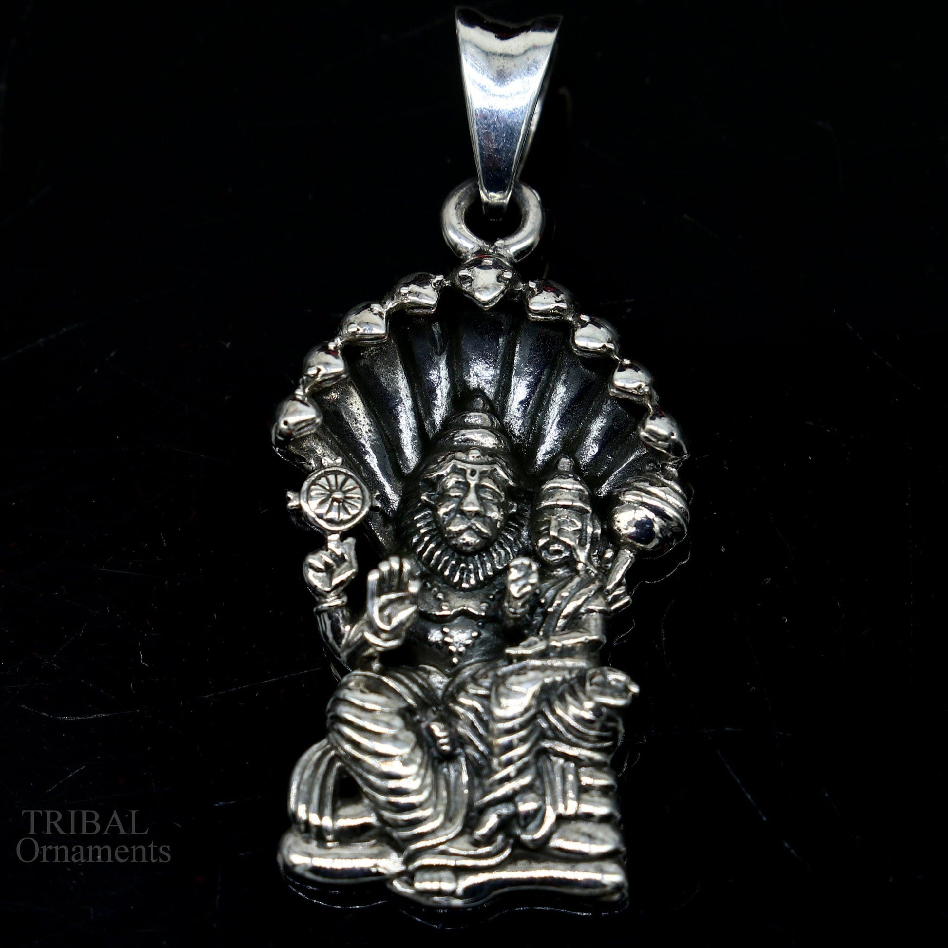 925 sterling silver handmade Vishnu with Laxmi (narsimha)pendant, amazing stylish unisex pendant personalized jewelry ssp445 - TRIBAL ORNAMENTS